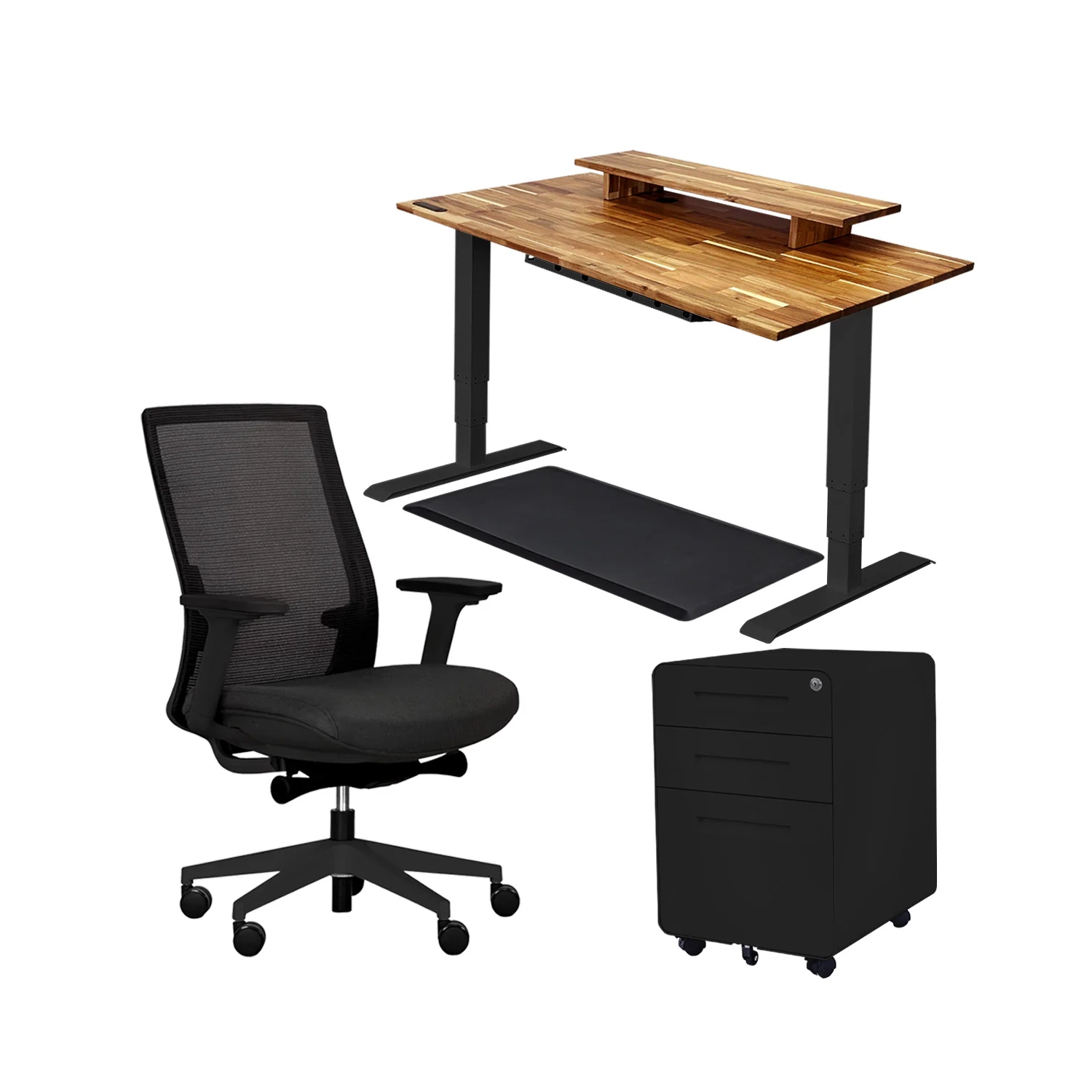 Wildwood Bundle BlackHeight-Adjustable Solid Wood Standing Desk