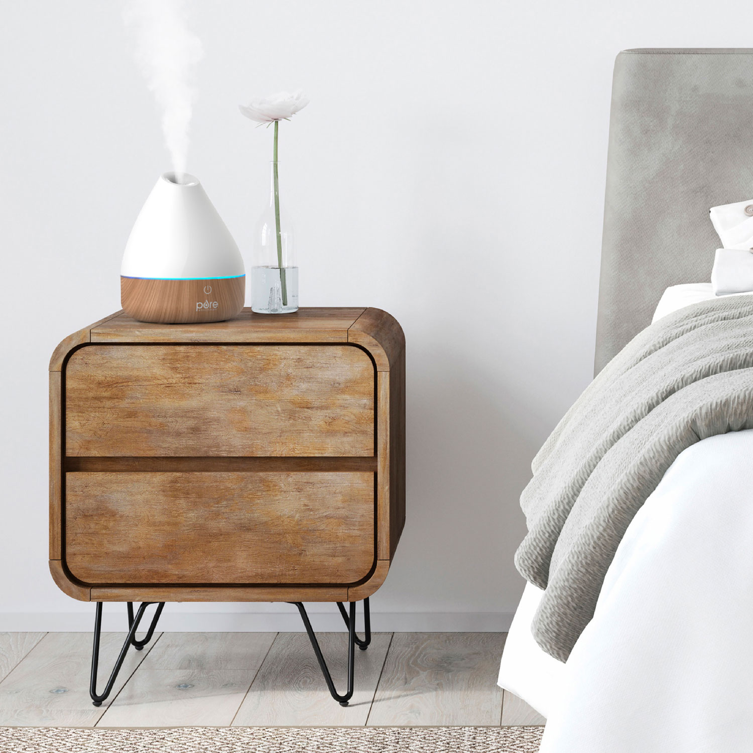 Diffuseur d'huiles essentielles naturelles PureSpa avec éclairage qui change de couleur