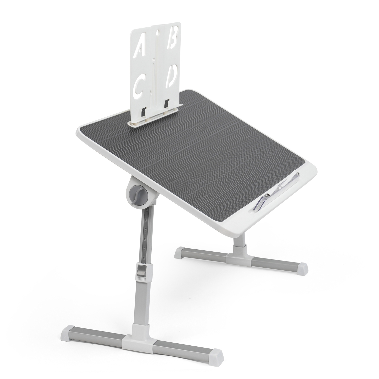 SHOPPINGALL Foldable Laptop Bed Table – Adjustable Portable Lap Desk with Tablet Slot and Drawer - SA-LDB24