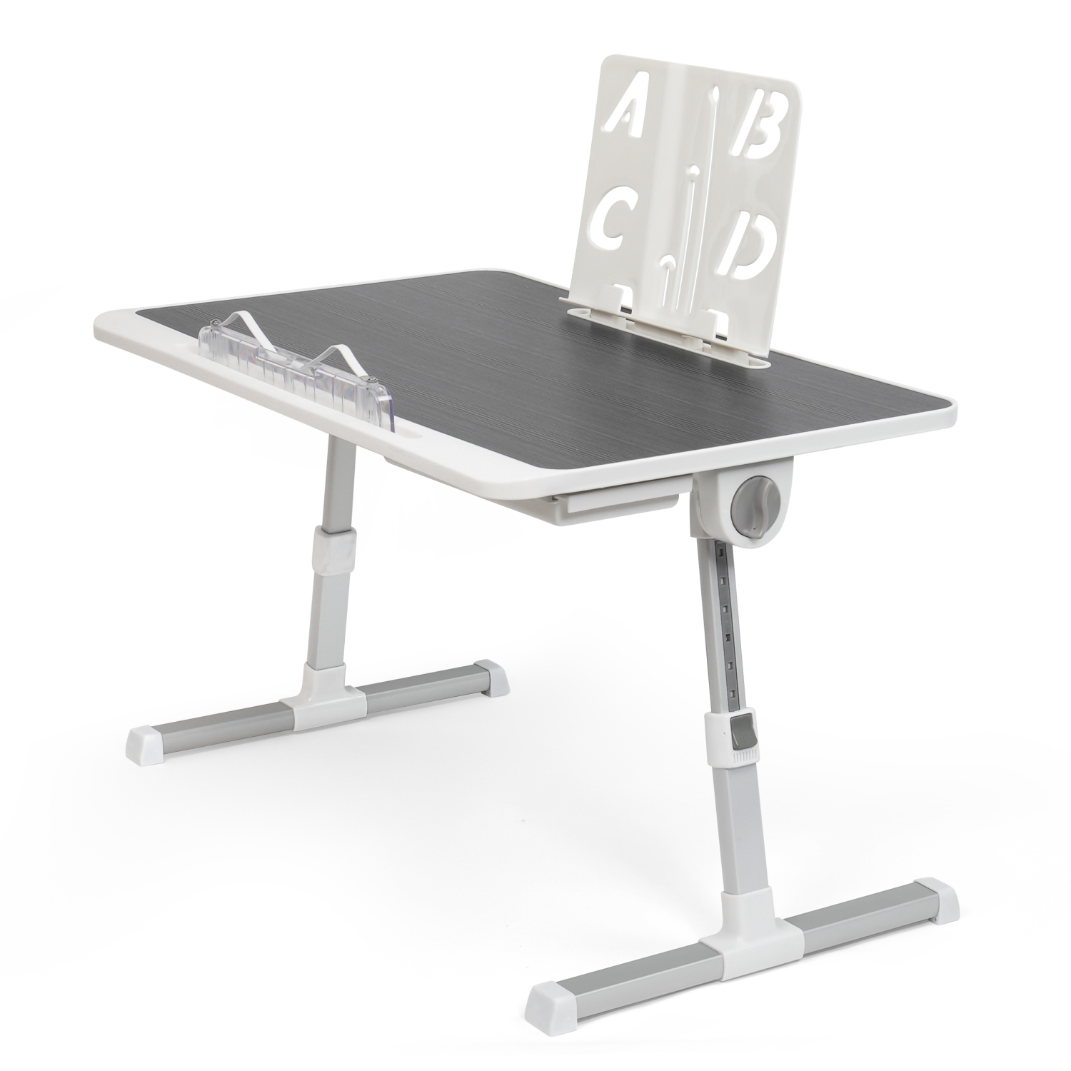 SHOPPINGALL Foldable Laptop Bed Table – Adjustable Portable Lap Desk with Tablet Slot and Drawer - SA-LDB24