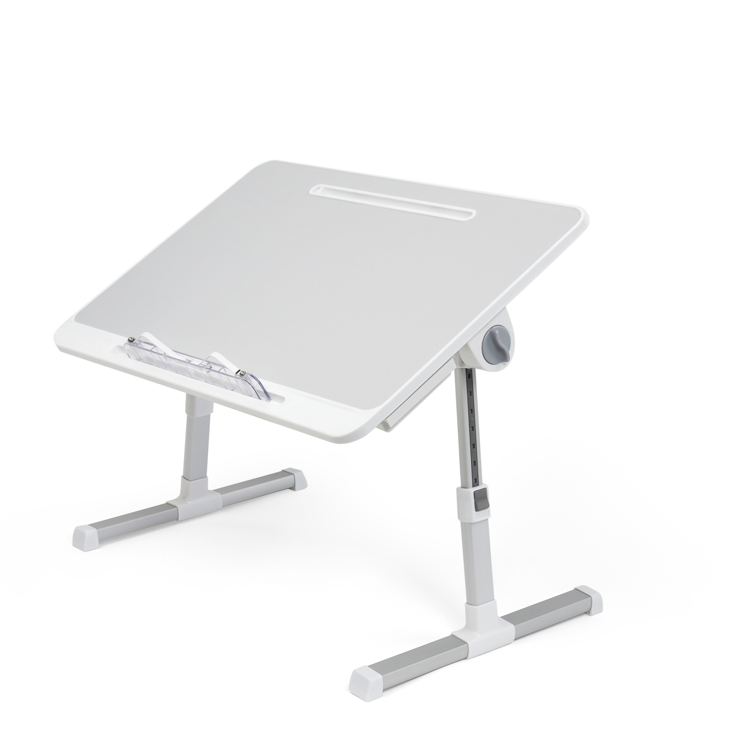 SHOPPINGALL Foldable Laptop Bed Table – Adjustable Portable Lap Desk with Tablet Slot and Drawer - SA-LDB24