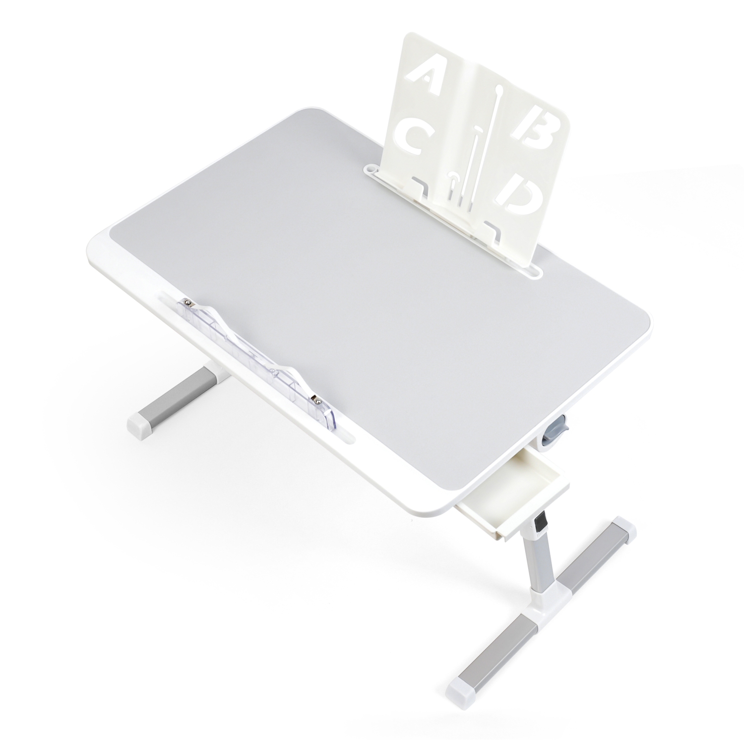 SHOPPINGALL Foldable Laptop Bed Table – Adjustable Portable Lap Desk with Tablet Slot and Drawer - SA-LDB24