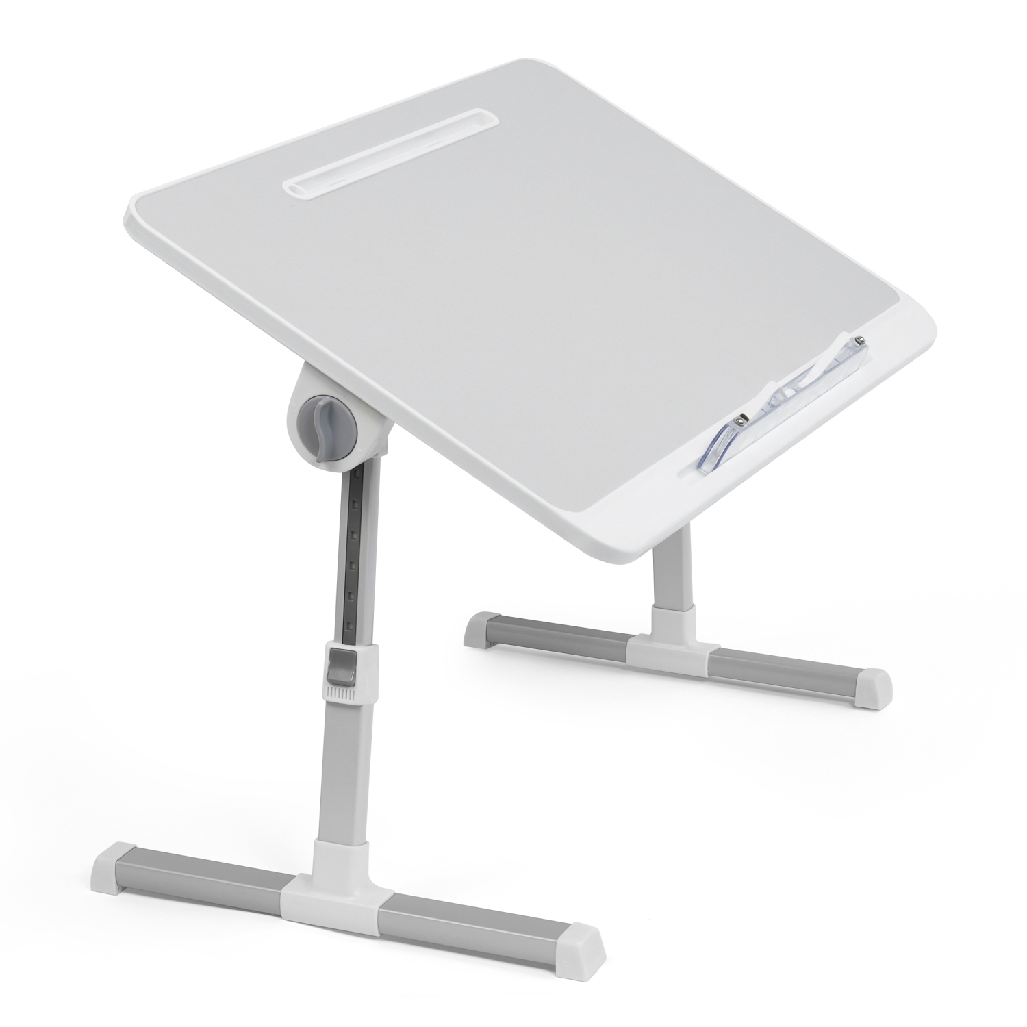 SHOPPINGALL Foldable Laptop Bed Table – Adjustable Portable Lap Desk with Tablet Slot and Drawer - SA-LDB24