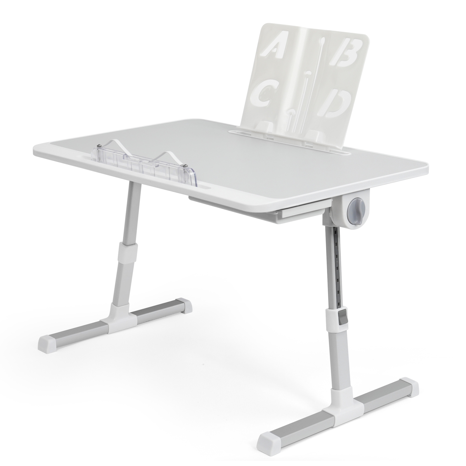 SHOPPINGALL Foldable Laptop Bed Table – Adjustable Portable Lap Desk with Tablet Slot and Drawer - SA-LDB24