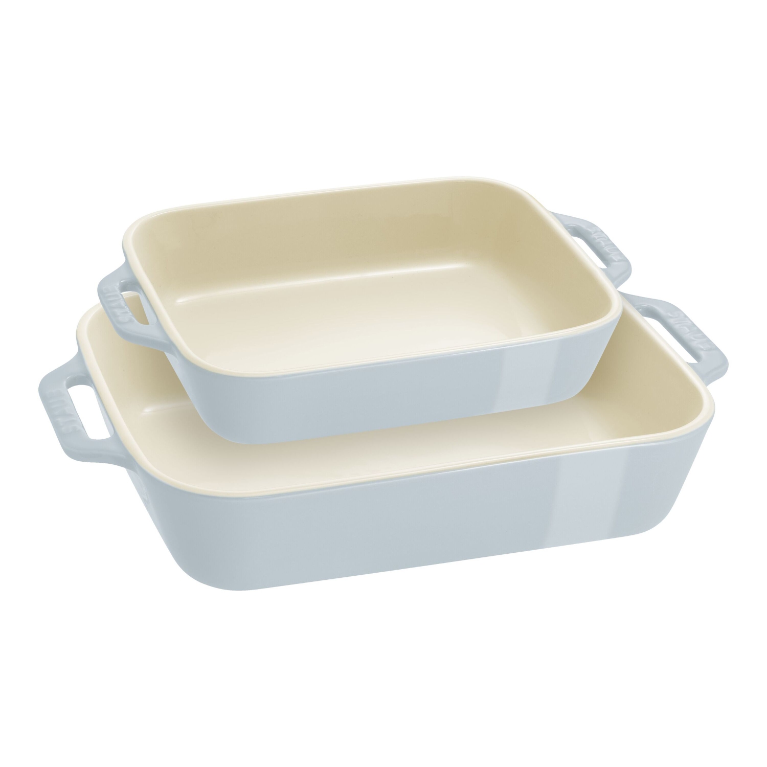 STAUB Ceramique Rectangular Baking Dish Set Light Blue 2 Piece