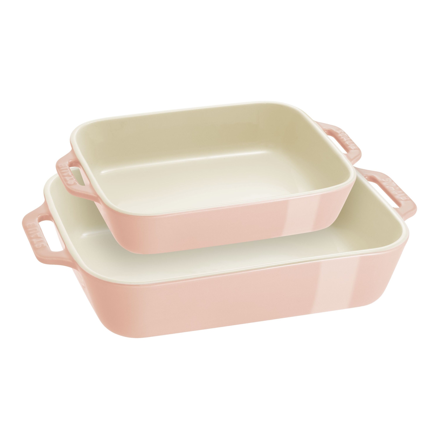 Ensemble de plats de cuisson rectangulaires en céramique de STAUB, Macaron rose pâle, 2 pièces