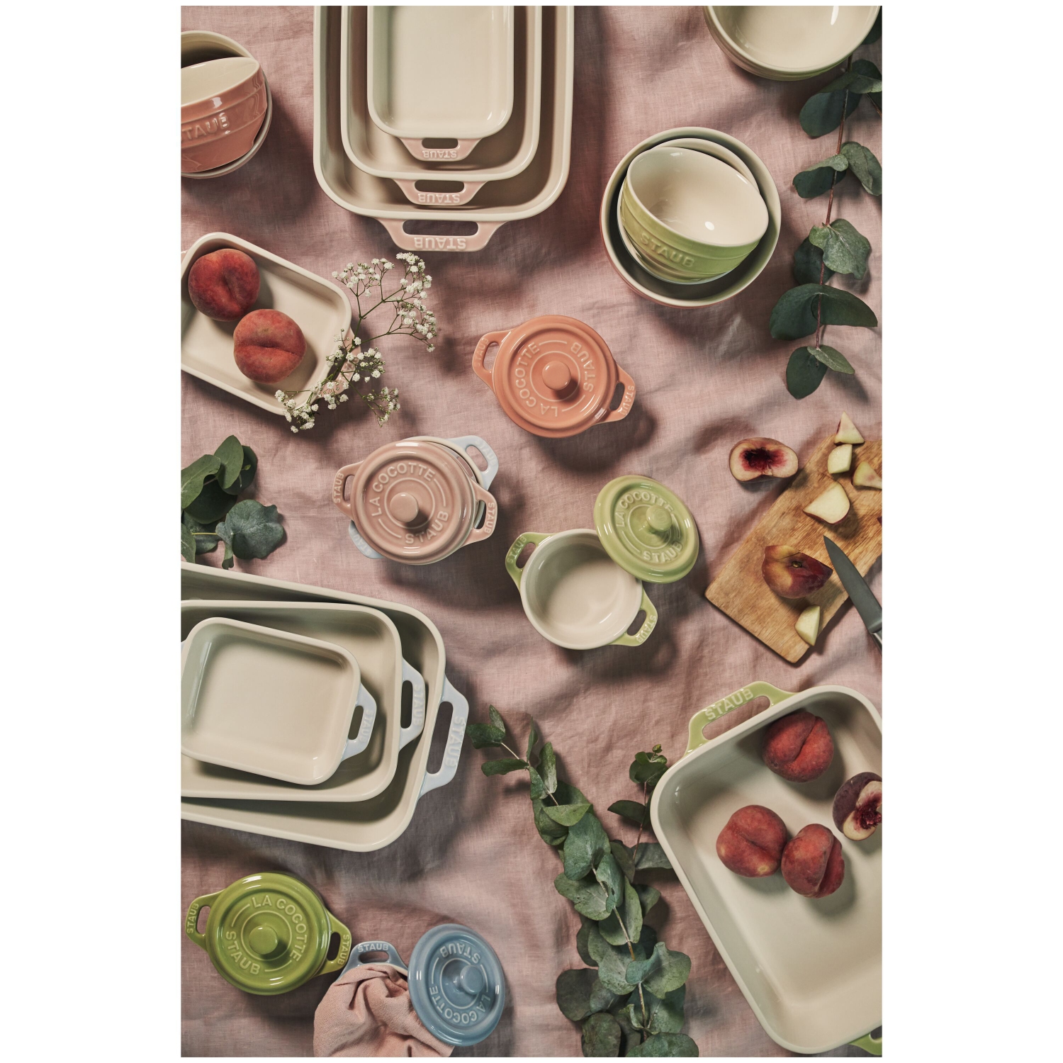 Ensemble de plats de cuisson rectangulaires en céramique de STAUB, Macaron rose pâle, 2 pièces