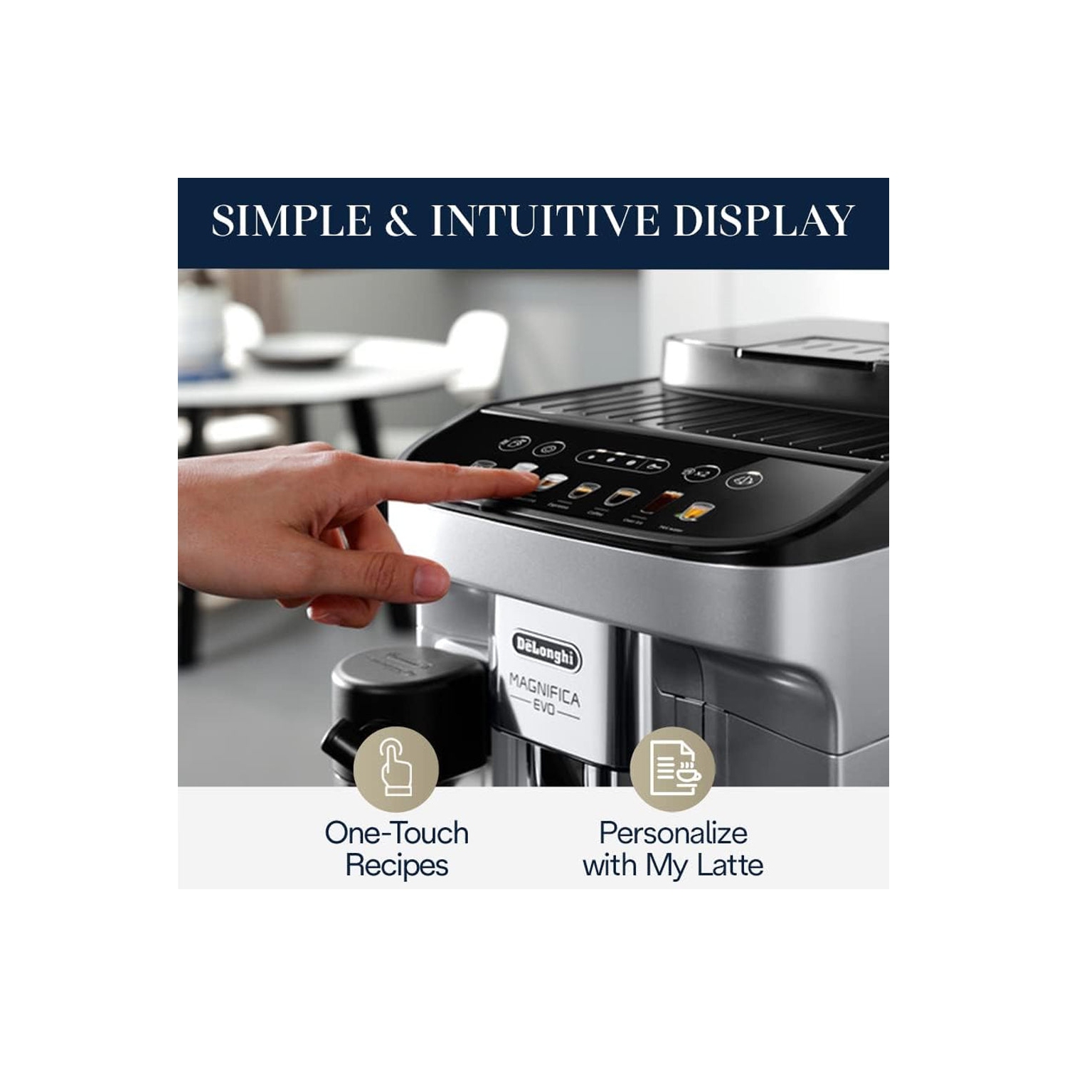 Refurbished Excellent-DeLonghi Magnifica Evo Automatic Espresso Machin with Frother & Grinder & Over Ice Function-Silver/Black