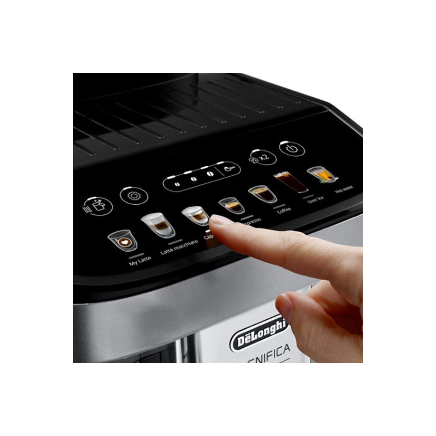 Refurbished Excellent-DeLonghi Magnifica Evo Automatic Espresso Machin with Frother & Grinder & Over Ice Function-Silver/Black