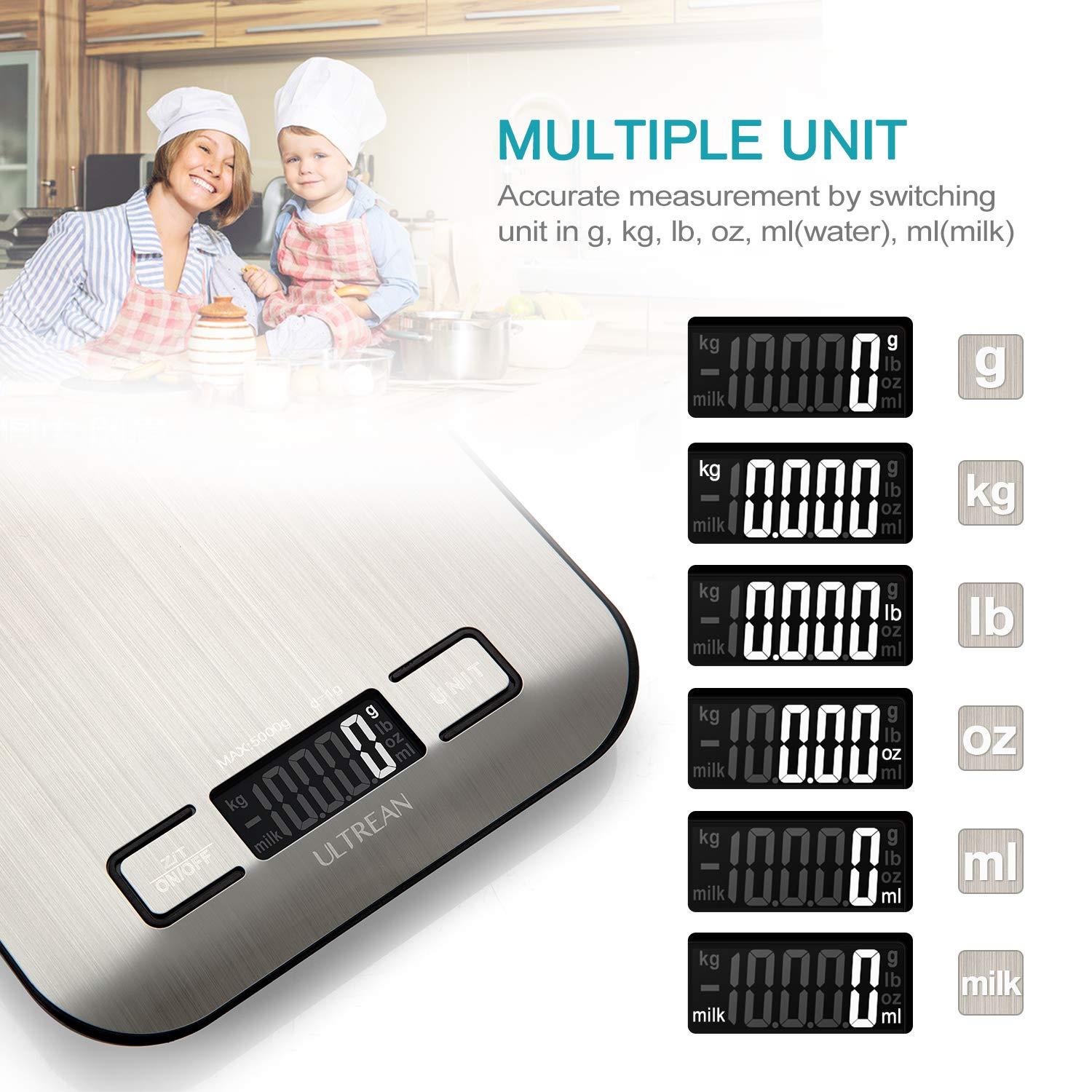 Ultrean Food Scale, Digital Kitchen Scale Weight Grams and Ounces,6 Units with Tare Function,