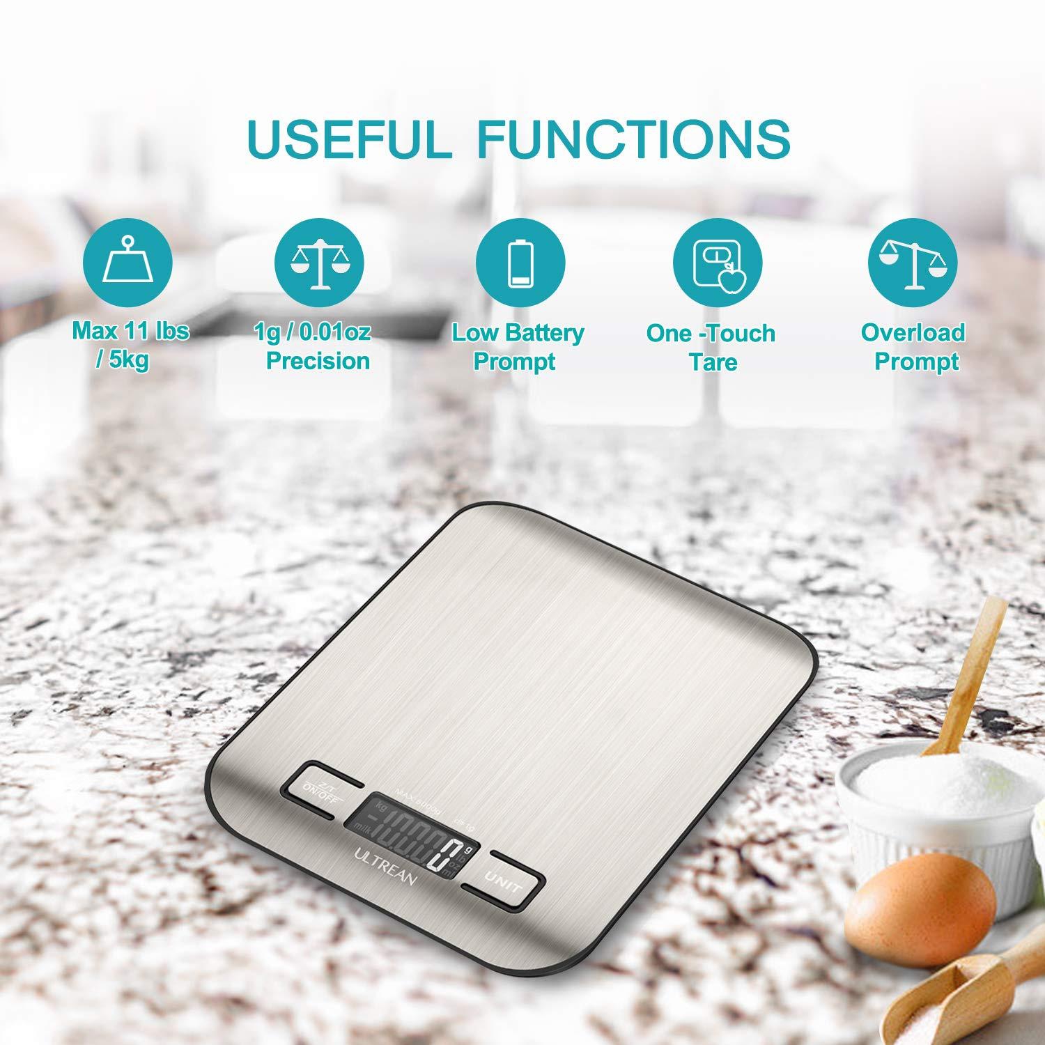 Ultrean Food Scale, Digital Kitchen Scale Weight Grams and Ounces,6 Units with Tare Function,