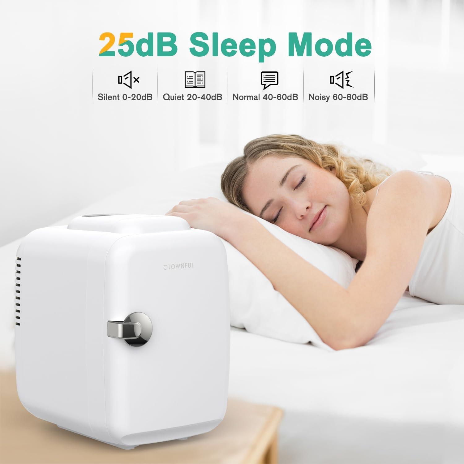 CROWNFUL Mini Fridge, 4 Liter/6 Can Portable Cooler and Warmer Personal Refrigerator - White