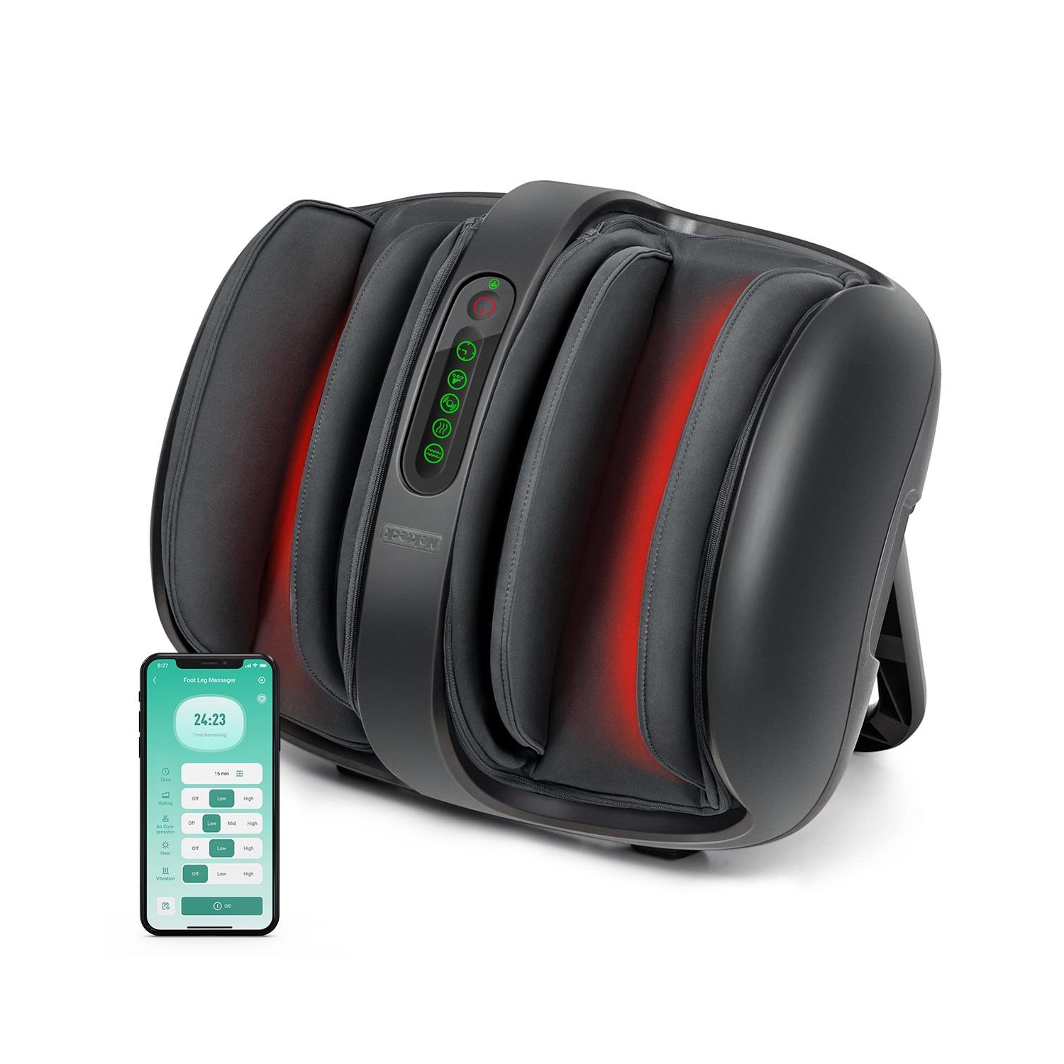 Nekteck Foot Shiatsu Massager for Circulation and Pain Relief, Smart Electric Massage Machine with Heat, Black