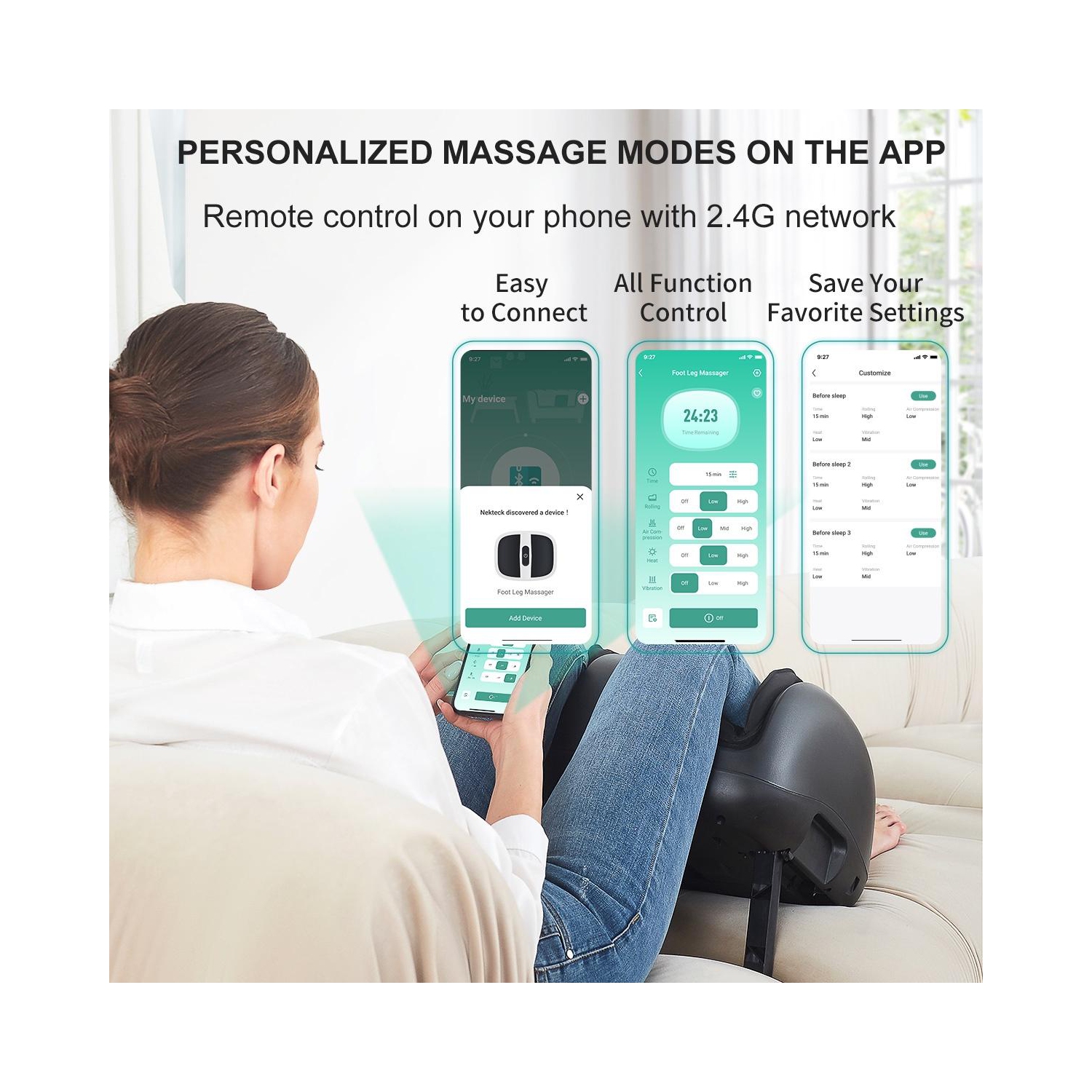 Nekteck Foot Shiatsu Massager for Circulation and Pain Relief, Smart Electric Massage Machine with Heat, Black