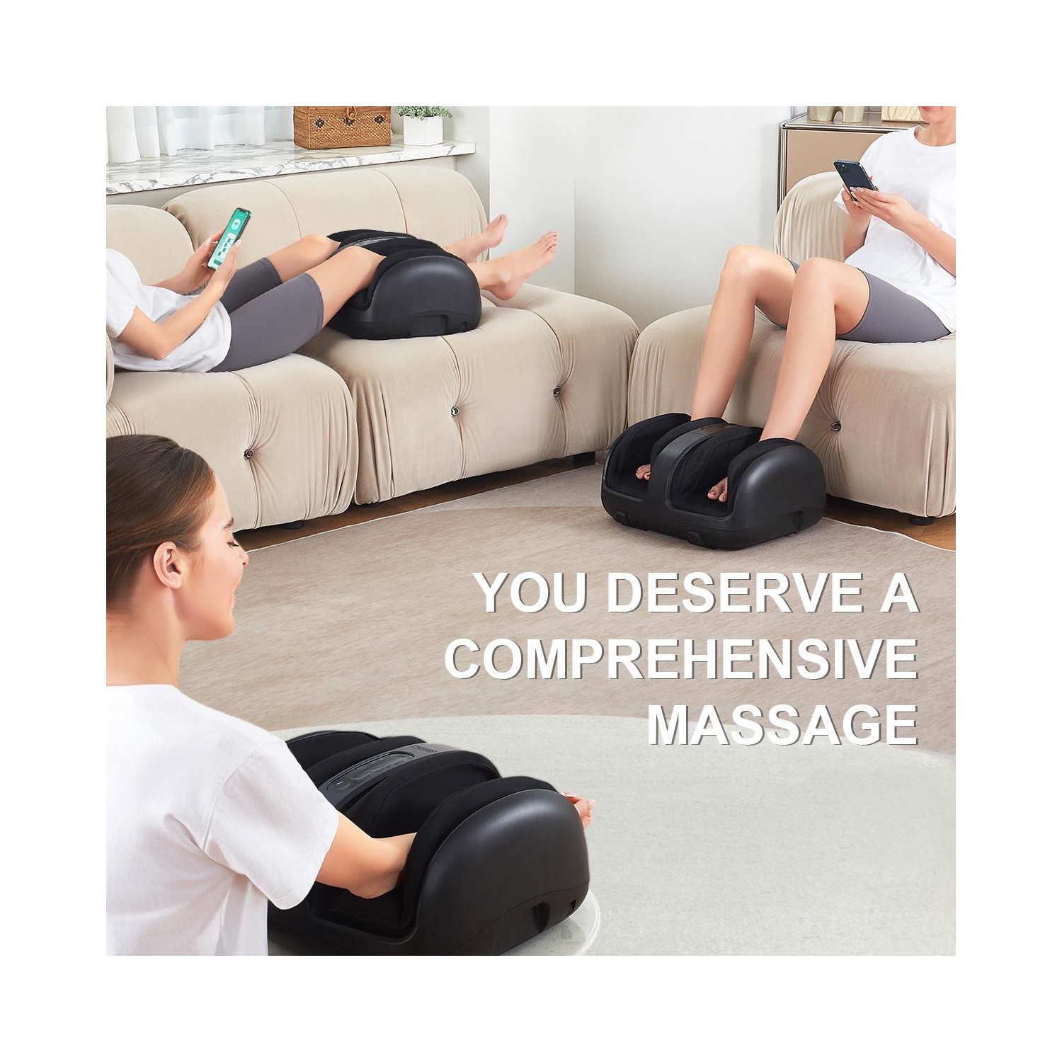 Nekteck Foot Shiatsu Massager for Circulation and Pain Relief, Smart Electric Massage Machine with Heat, Black