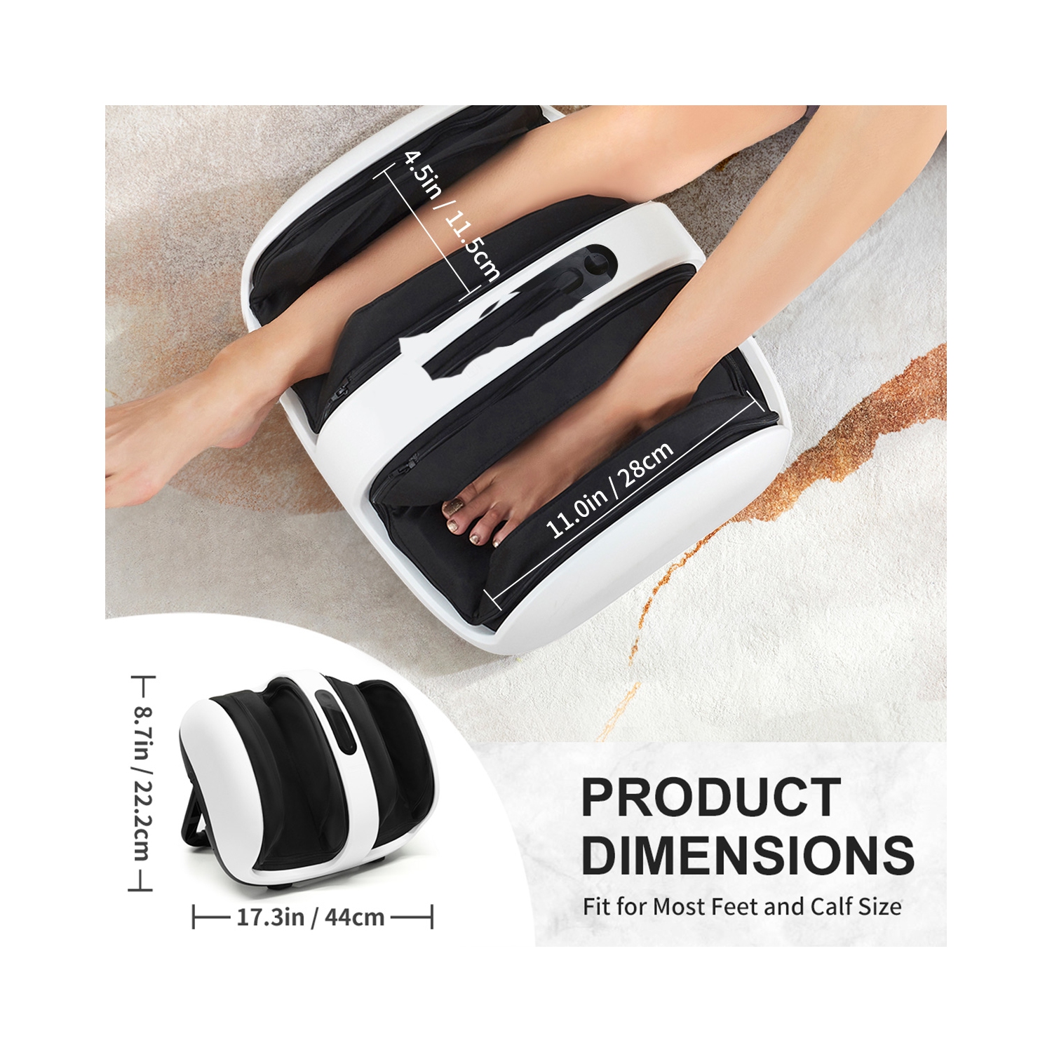 Nekteck Foot Shiatsu Massager for Circulation and Pain Relief, Smart Electric Massage Machine with Heat, White