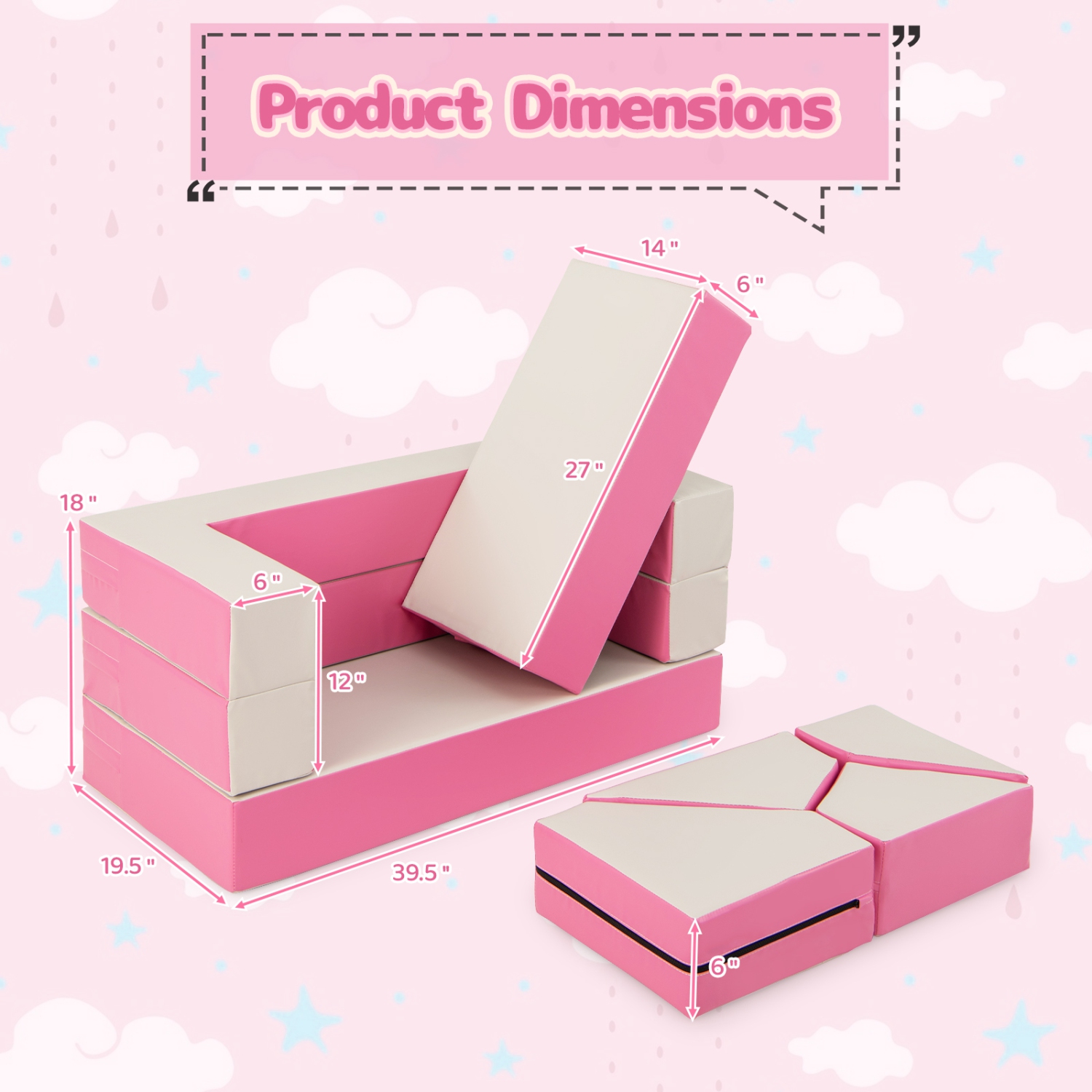 Ensemble 6 pièces avec sofa modulaire et housse en similicuir de polyuréthane pour salle de jeu de Costway