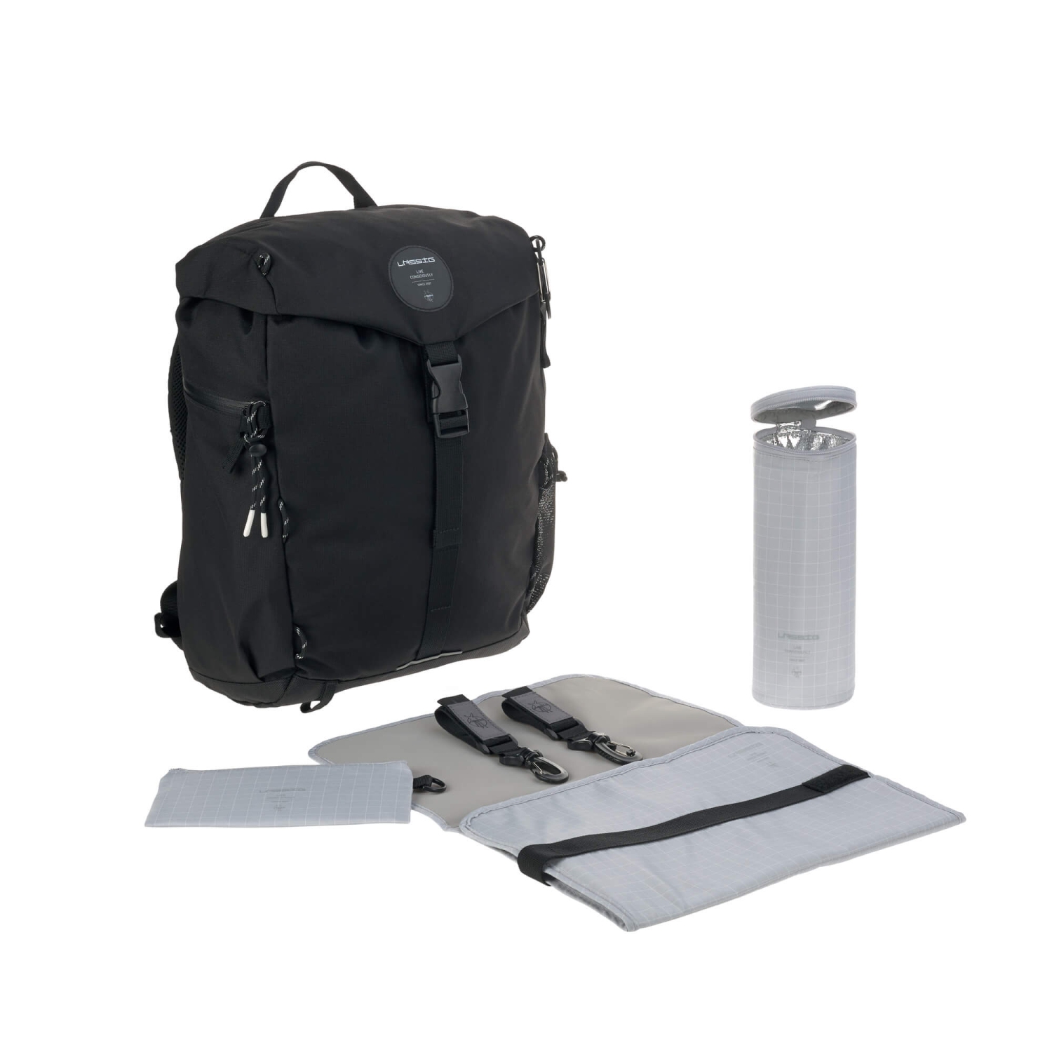 Lassig - étiquette verte - Sac à couches sac à dos extérieur - Noir