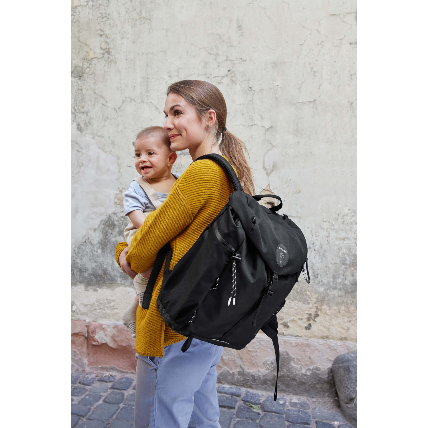 Lassig - étiquette verte - Sac à couches sac à dos extérieur - Noir