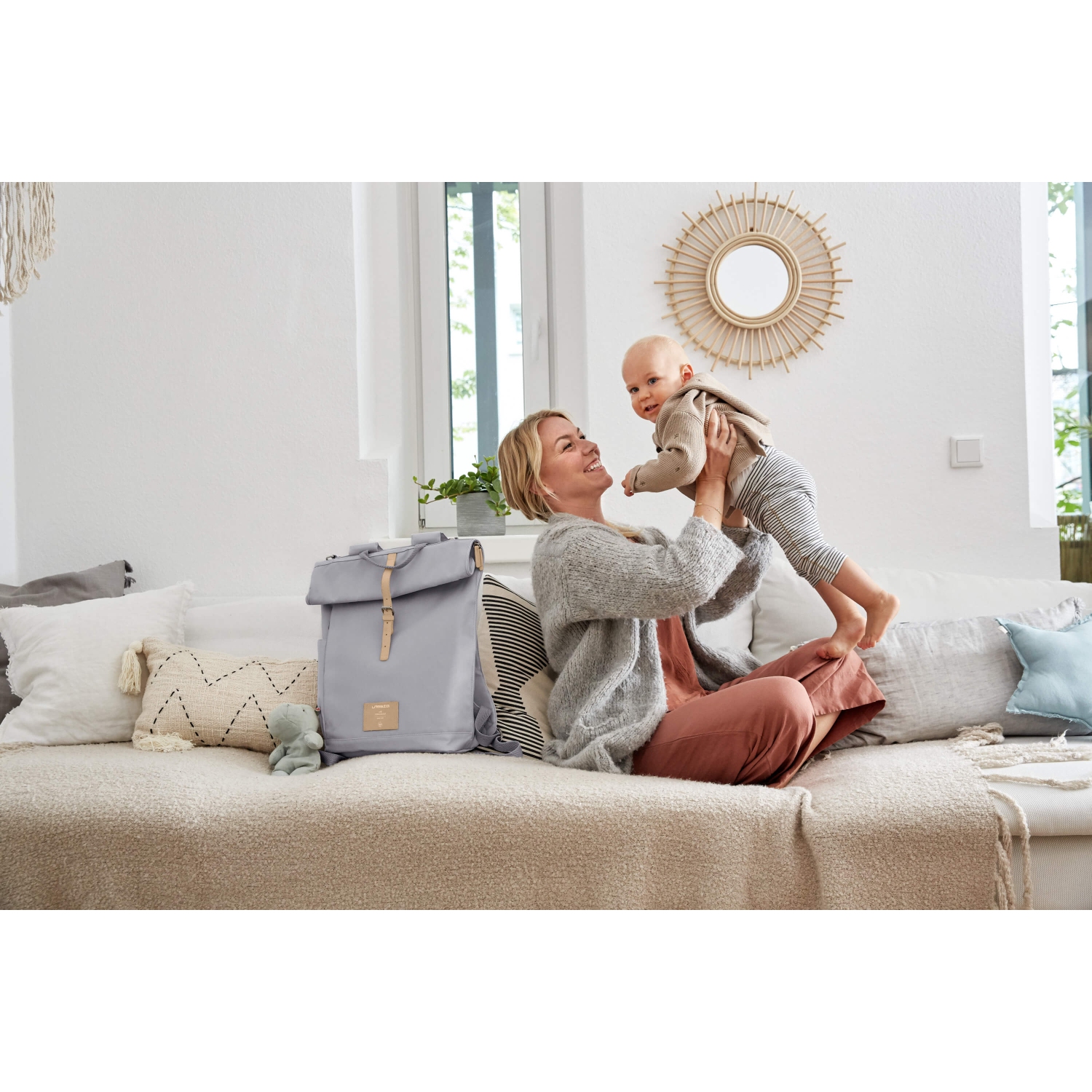 Lassig - Green Label - Rolltop Backpack Diaper Bag - Grey