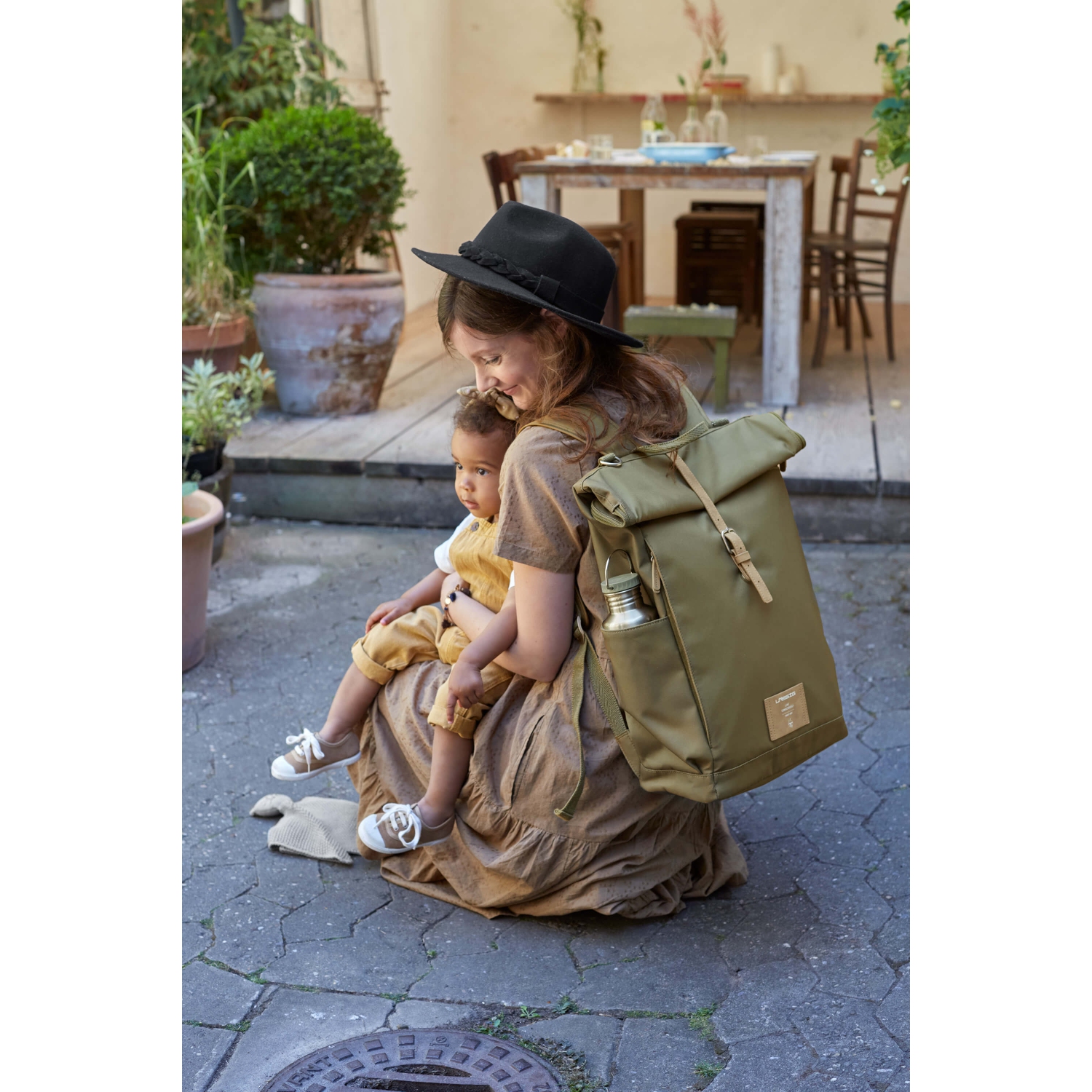 Lassig - étiquette verte - Sac à couches sac à dos Rolltop - Olive