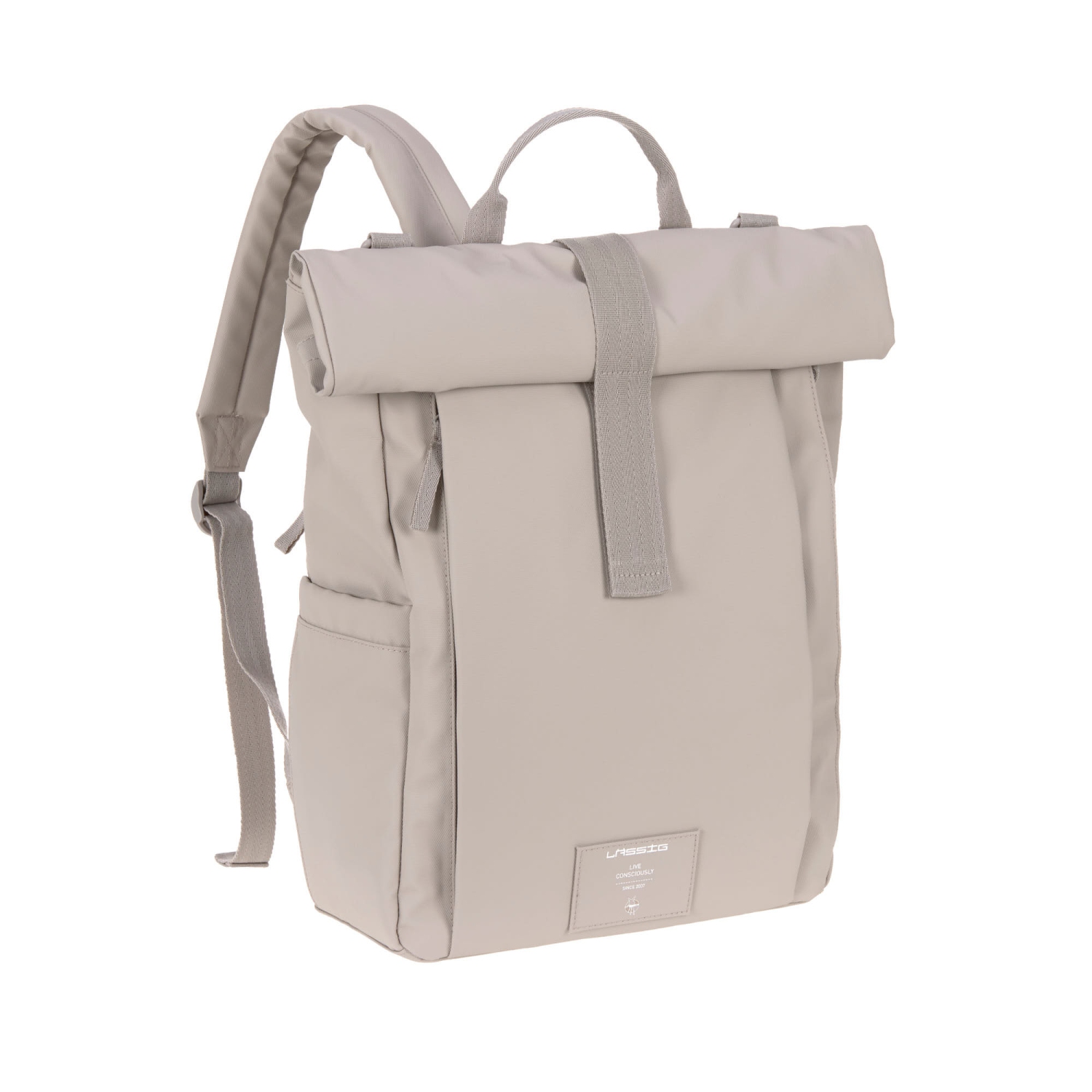 Lassig - étiquette verte - Sac à couches Rolltop Up Backpack - Taupe