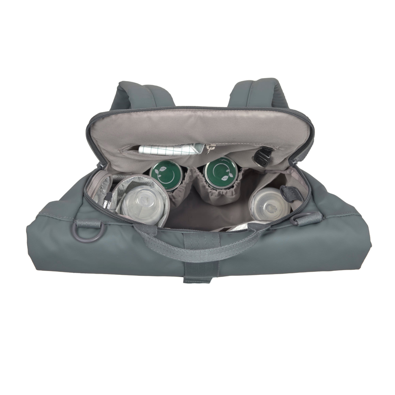 Lassig - étiquette verte - Sac à couches Rolltop Up Backpack - Anthracite