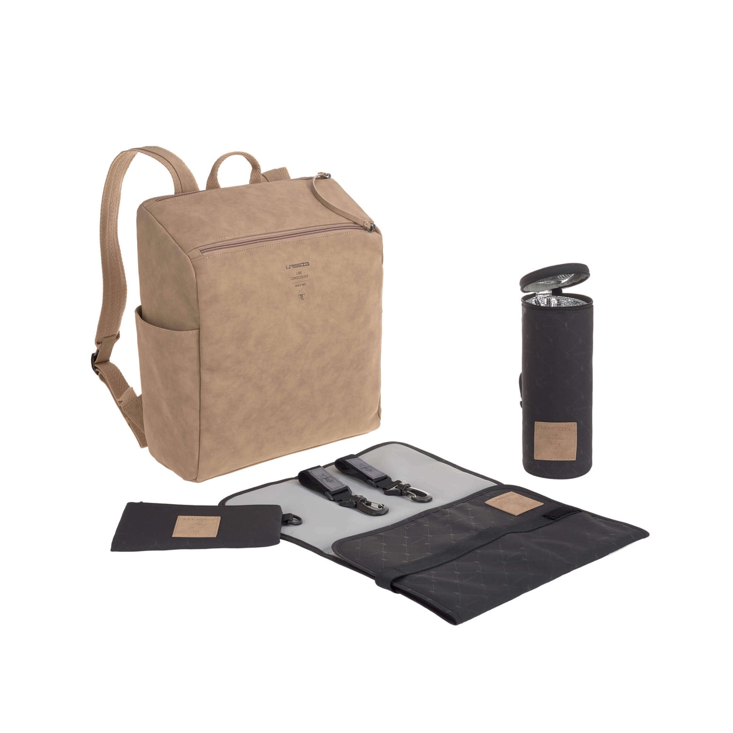 Sac à couches sac à dos Tender de Lassig - Fauve