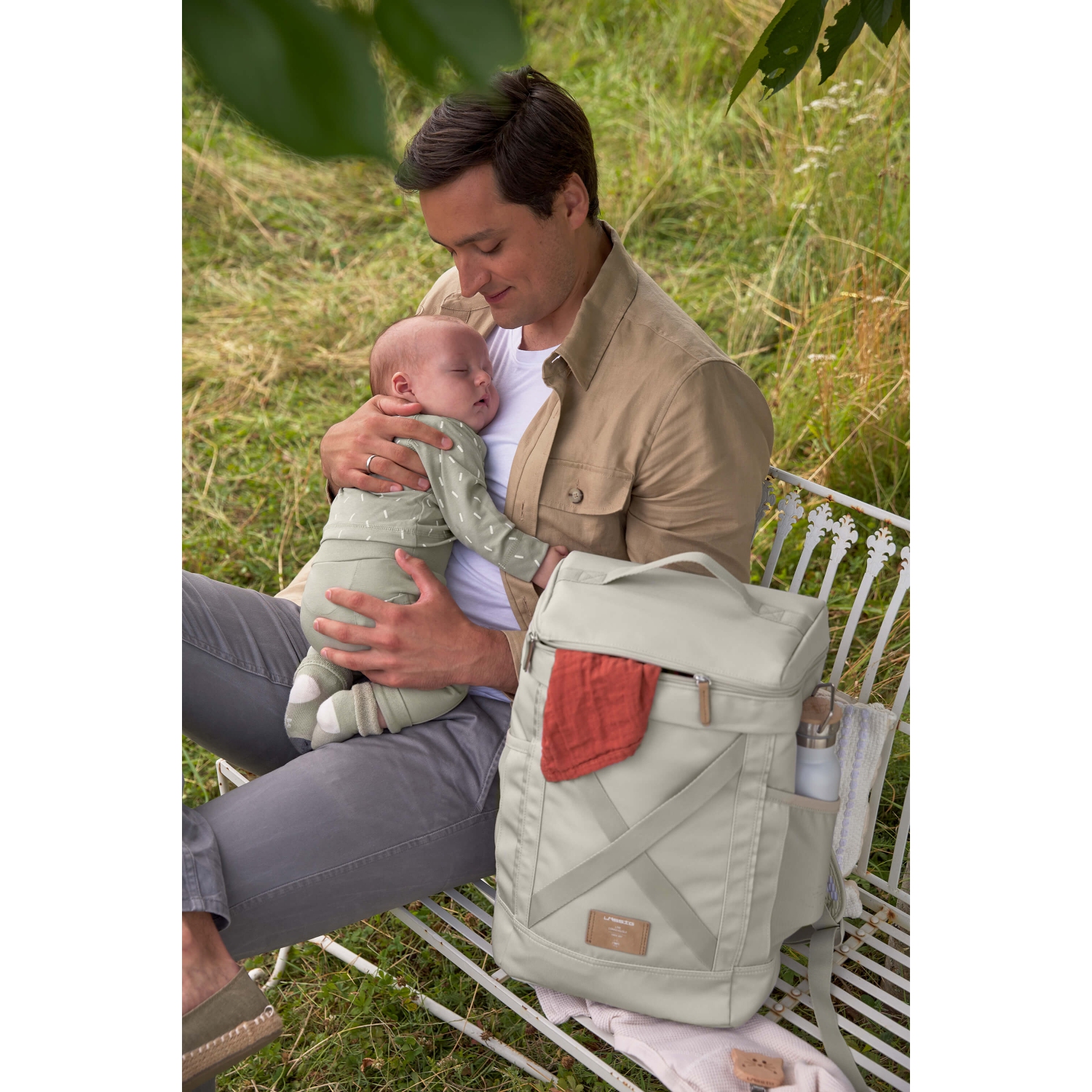 Lassig - Green Label - Cross Backpack Diaper Bag - Light Olive