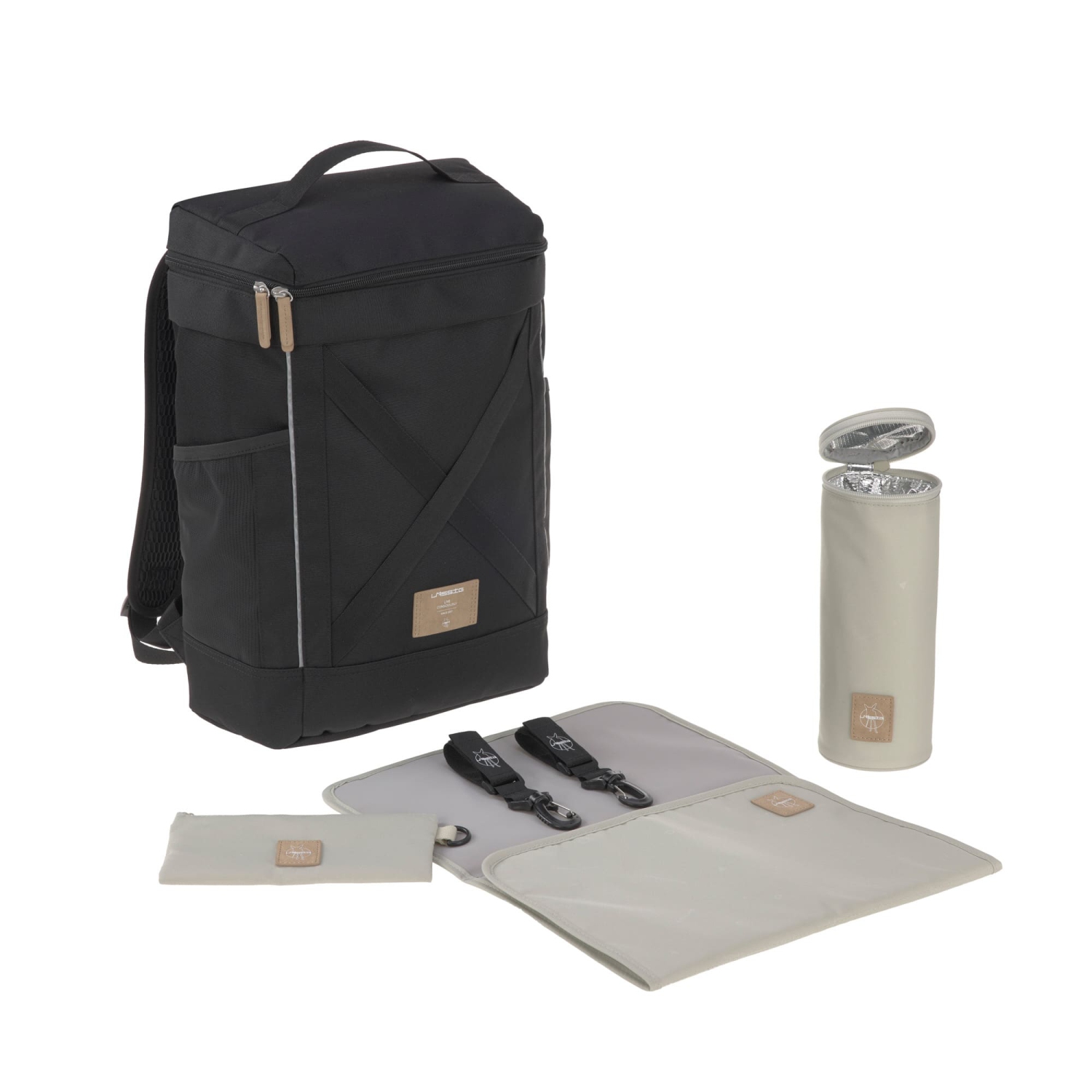 Lassig - étiquette verte - Sac à couches sac à dos à bandoulière - Noir