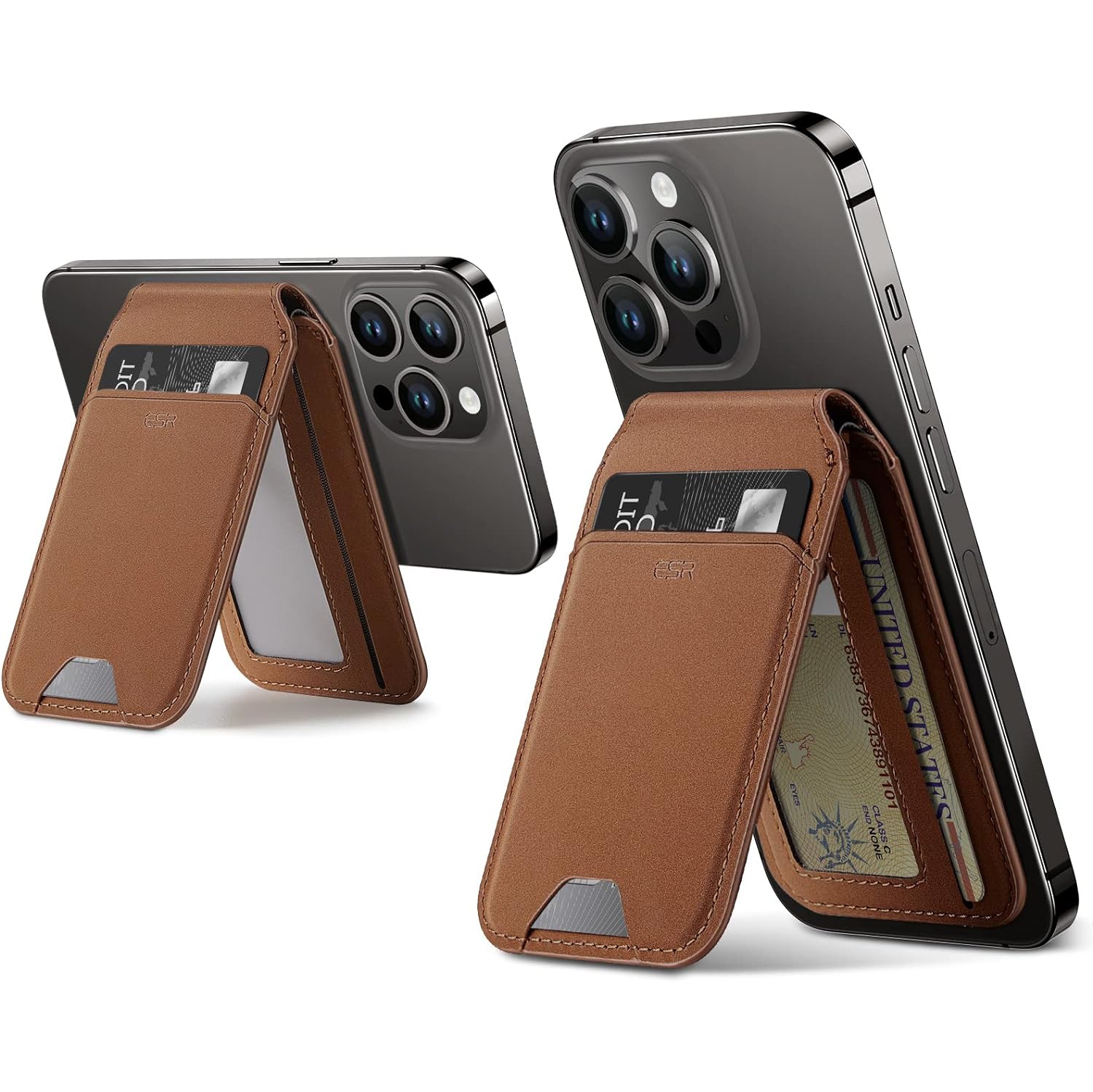 ESR Magnetic Wallet (HaloLock), Compatible with MagSafe Wallet for iPhone 15/14/13/12 Series, Brown