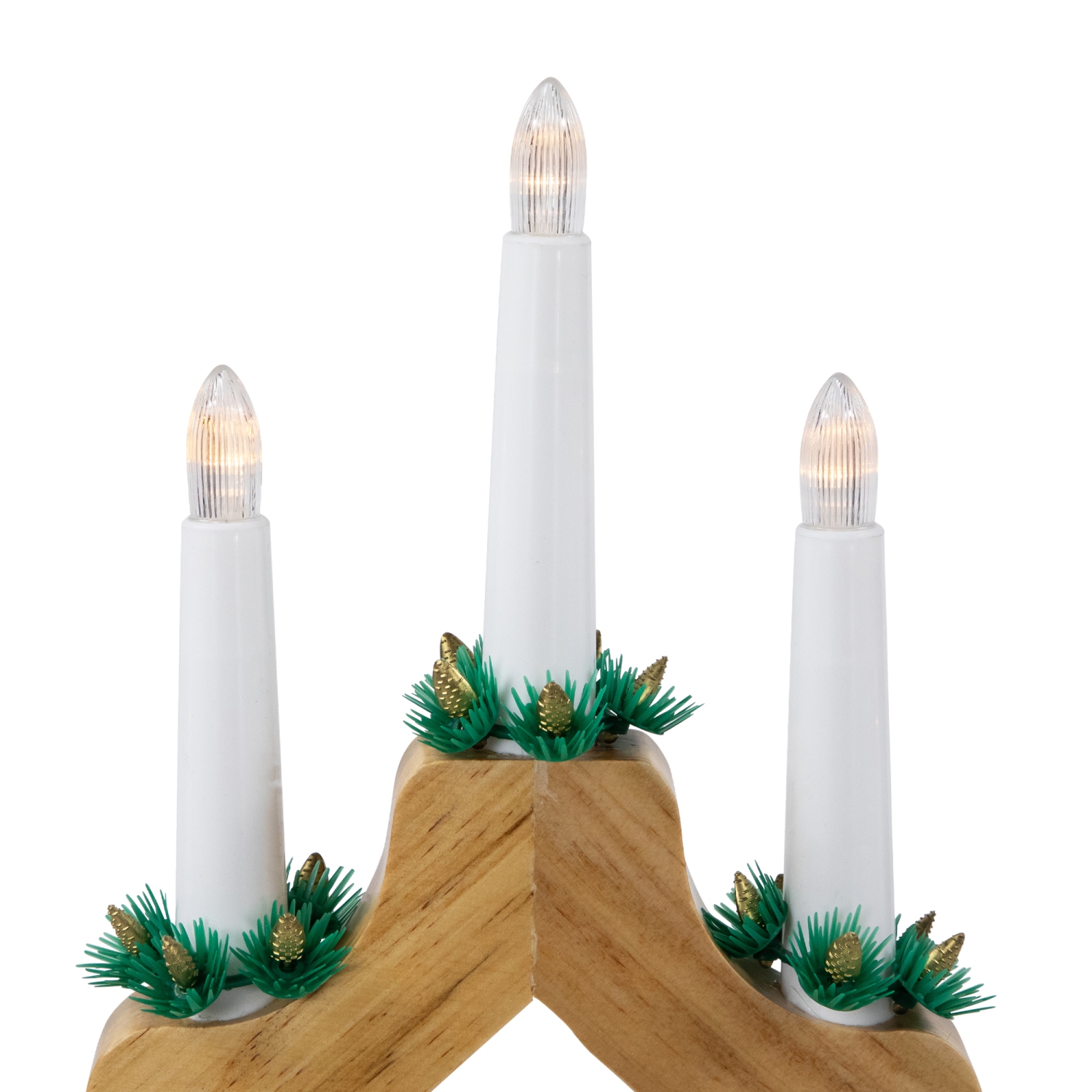 LED Lighted Christmas Candelabra Bridge - 13" - Natural Wood