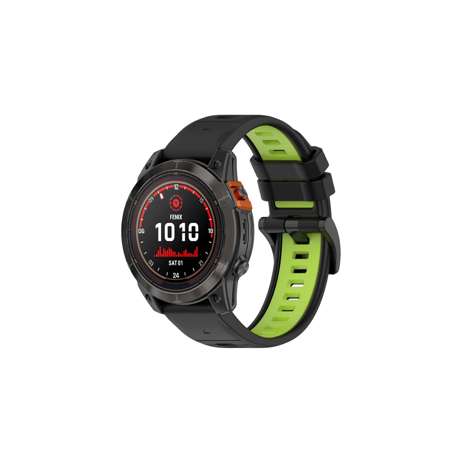 Bracelet de montre sport Colorblock de StrapsCo pour Fenix 7X et 7X Pro de Garmin - Noir et vert