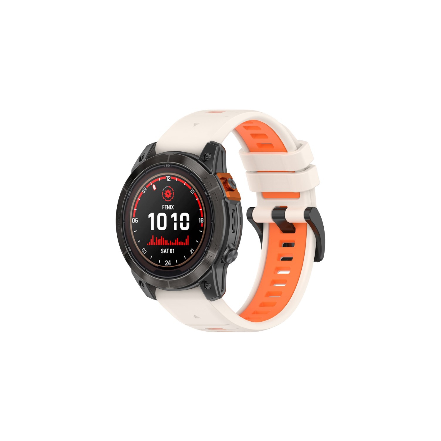 Bracelet de montre sport Colorblock de StrapsCo pour Fenix 7X et 7X Pro de Garmin - Blanc et orange