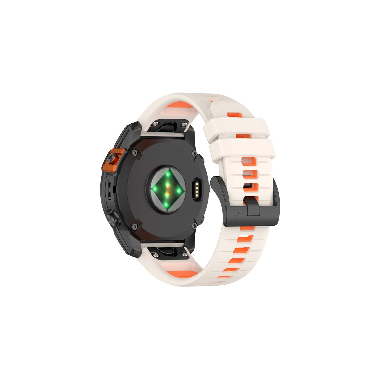 Bracelet de montre sport Colorblock de StrapsCo pour Fenix 7X et 7X Pro de Garmin - Blanc et orange