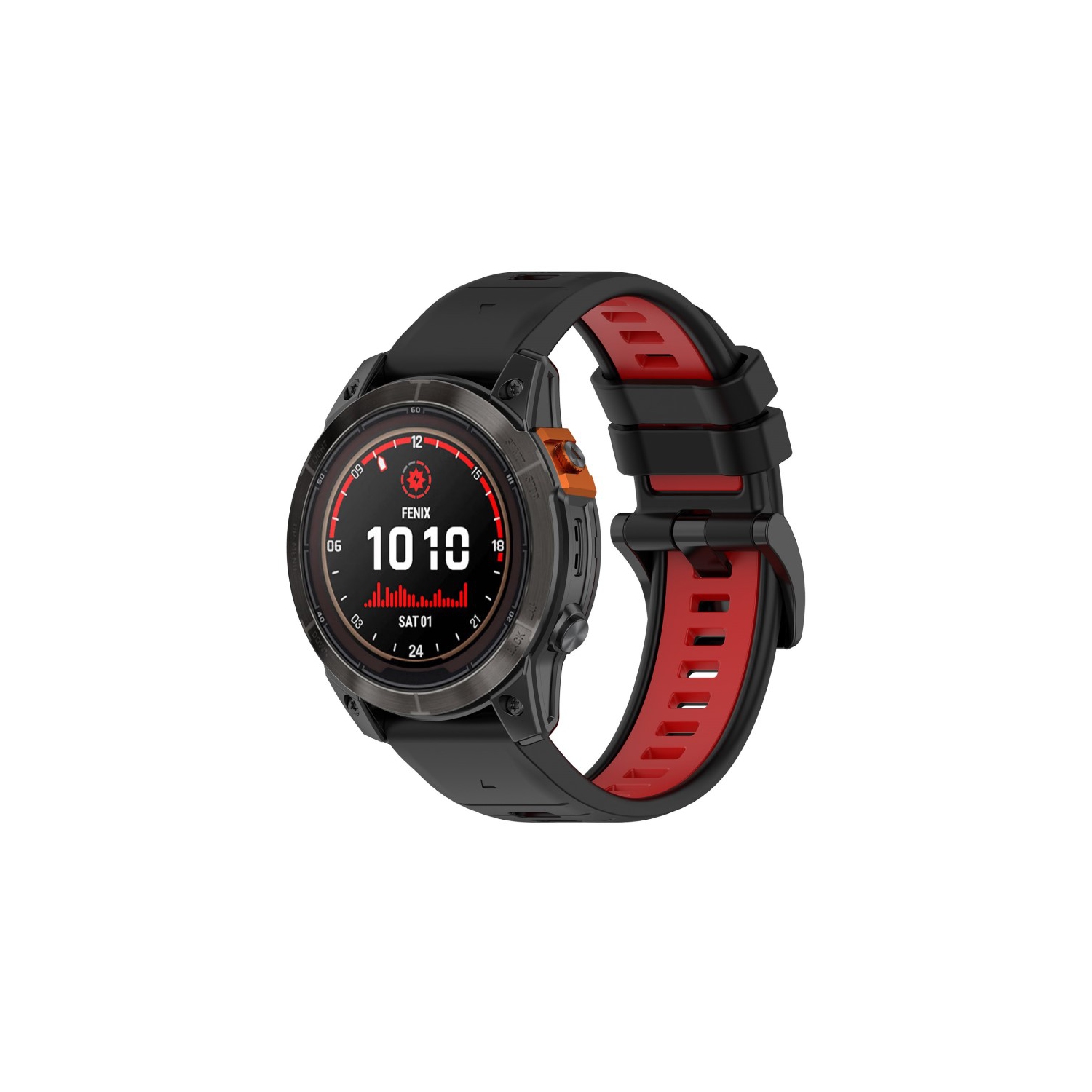 Bracelet de montre sport Colorblock de StrapsCo pour Fenix 7X et 7X Pro de Garmin - Noir et rouge