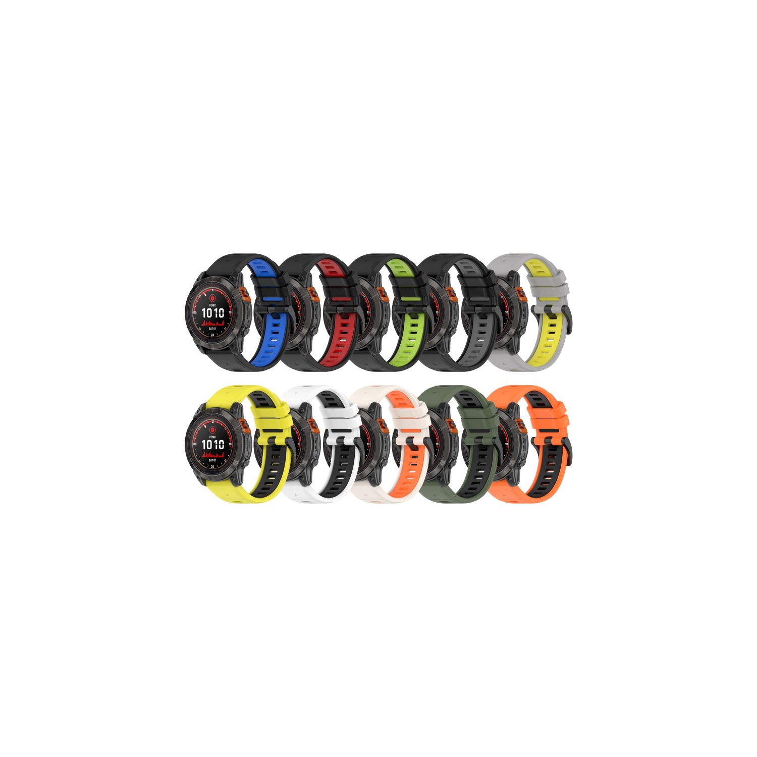 Bracelet de montre sport Colorblock de StrapsCo pour Fenix 7X et 7X Pro de Garmin - Noir et rouge