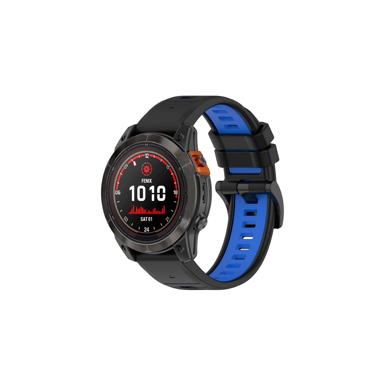 Bracelet de montre sport Colorblock de StrapsCo pour Fenix 7 et 7 Pro de Garmin - Noir et bleu