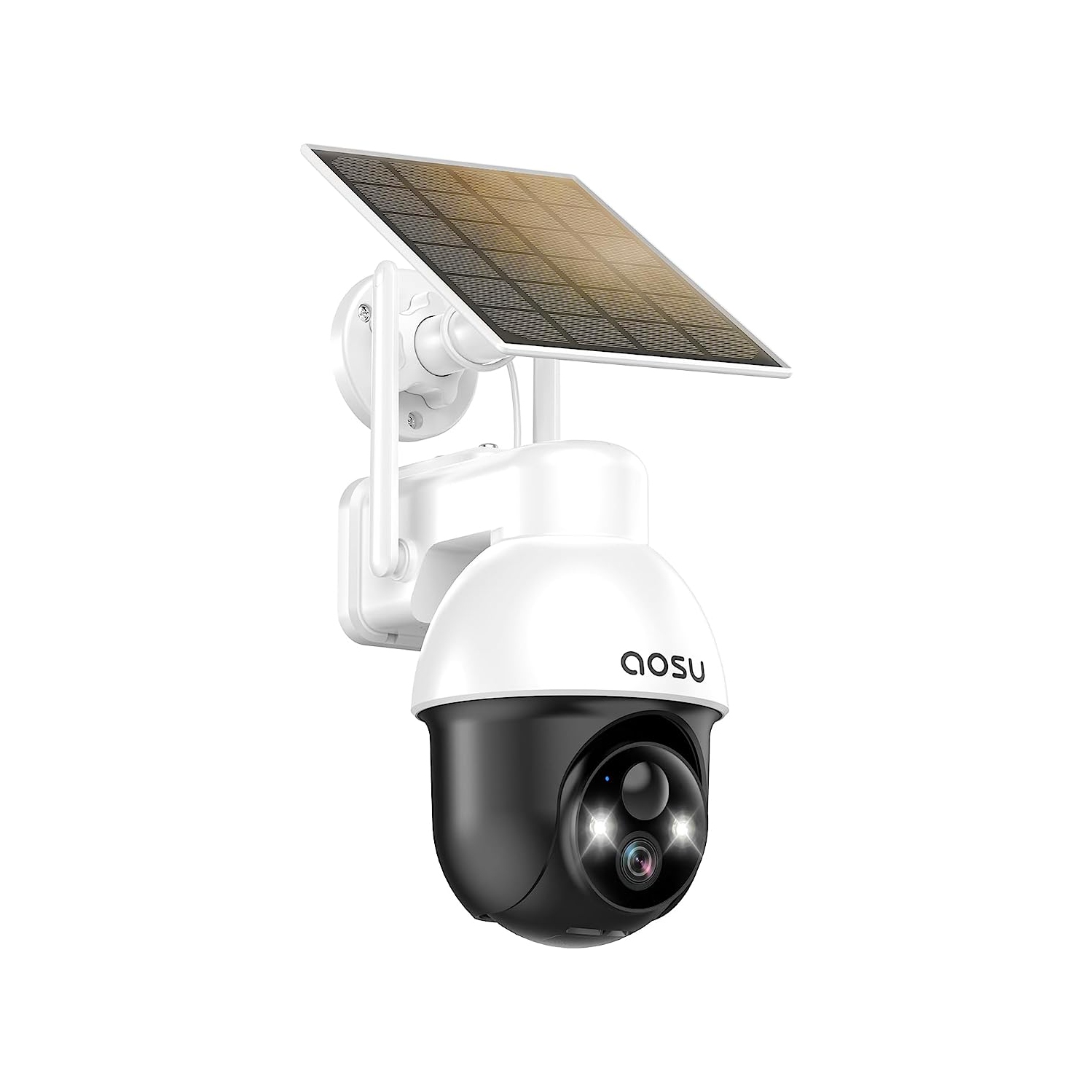 AOSU Solar Security Camera Wireless Outdoor with Panoramic PTZ, Human Auto Tracking, 2K Night Vision, Light and Sound Alarm, 2-Way Talk, Compatible