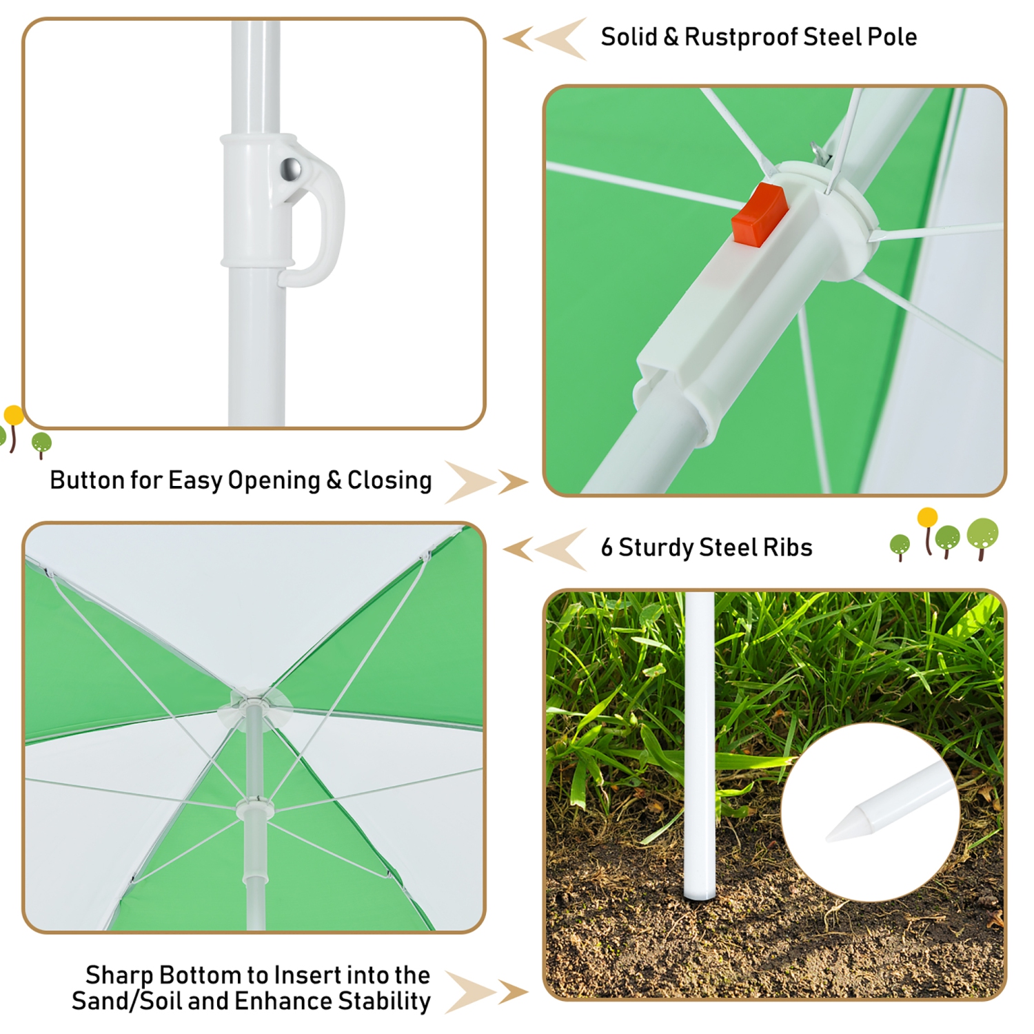 Babyjoy 3-in-1 Kids Picnic Table Outdoor Water Sand Table w/ Umbrella Play Boxes
