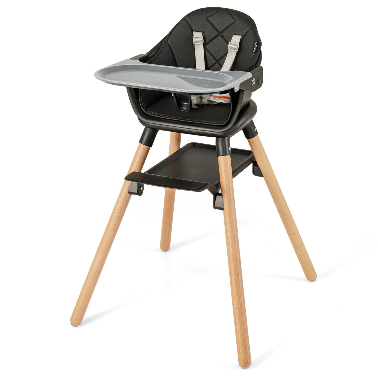 Costway 6-in-1 Convertible Wooden Baby Highchair Infant Feeding Chair with Removable Tray