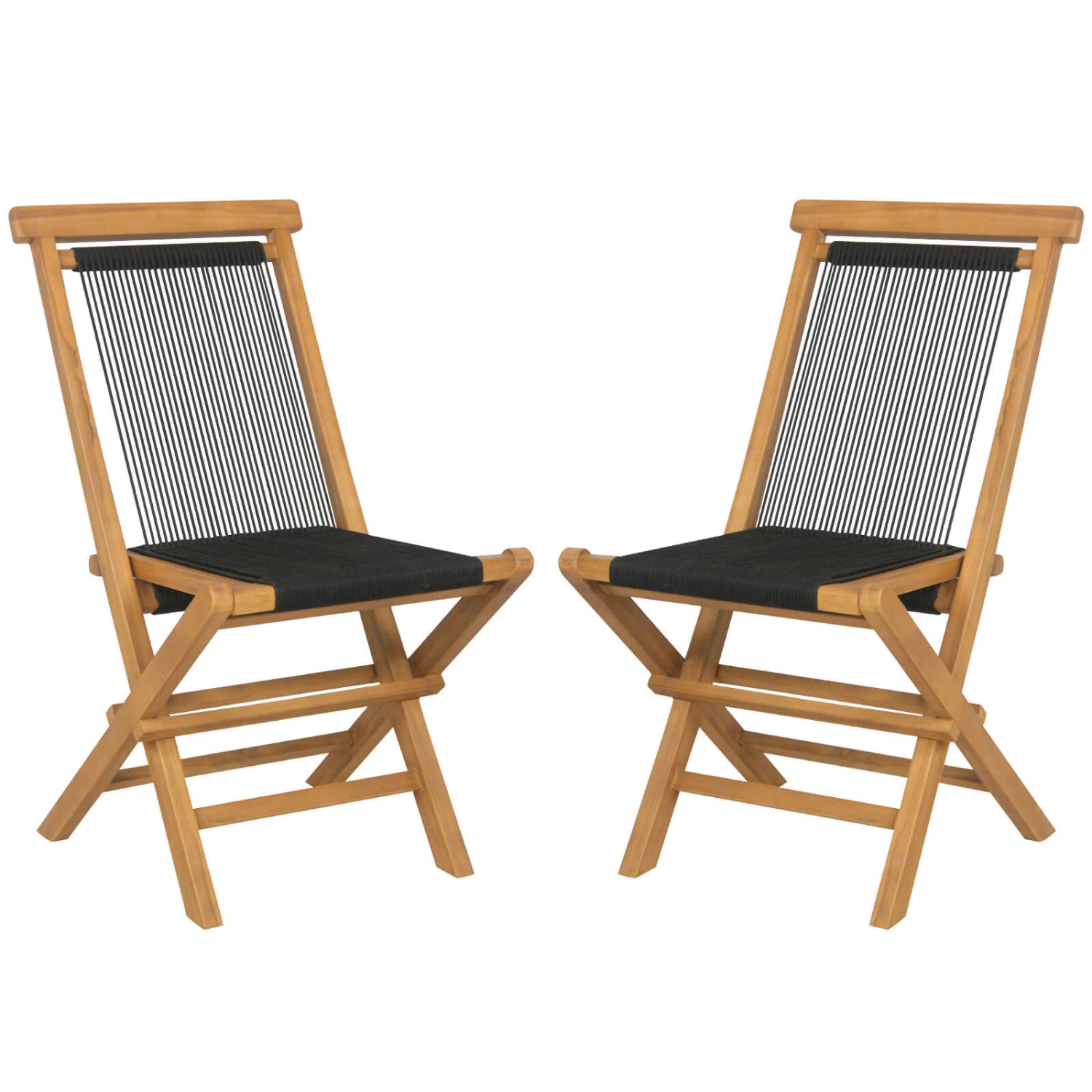 Gymax 4PCS Folding Chairs w/ Quick-Folding Portable Design Woven Rope Seat Porch Patio