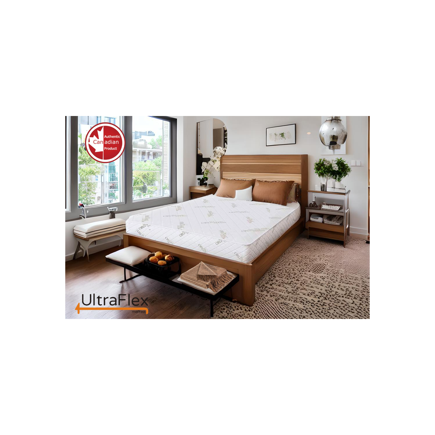 UltraFlex EcoZen- Medium Firm Reversible, CertiPUR-US® Certified Foam, Organic Bamboo Cover, Pressure Releiving, Cooling Gel Infused, Eco-Friendly Mattress ( Made In Canada )