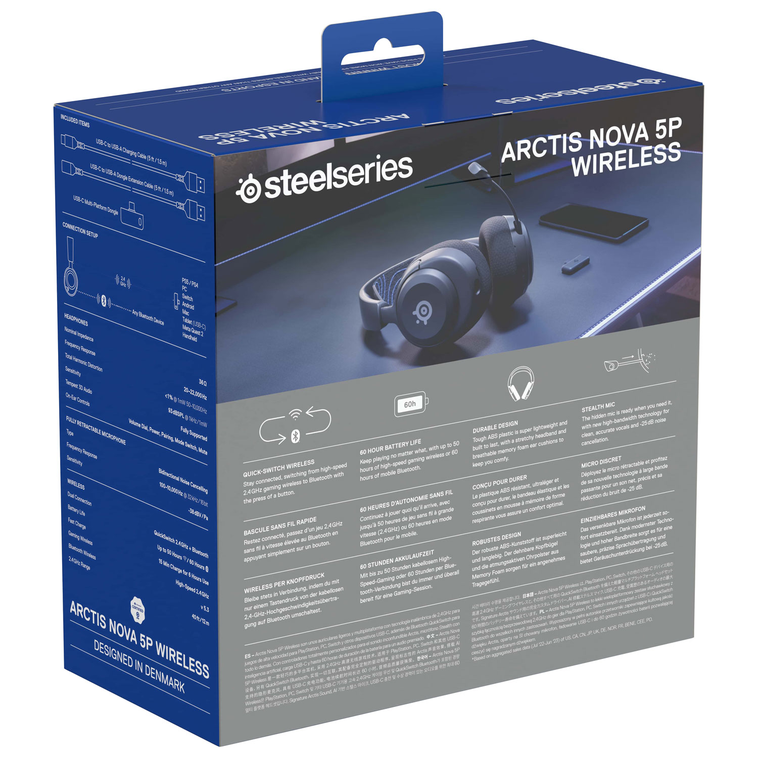 Casque de jeu sans fil Arctis Nova 5P de SteelSeries pour PlayStation/PC/Switch - Noir