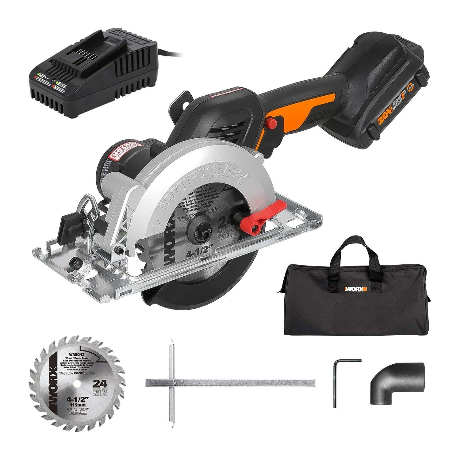 Worx WX531L 20V WORXSAW 4.5" Cordless Compact Circular Saw