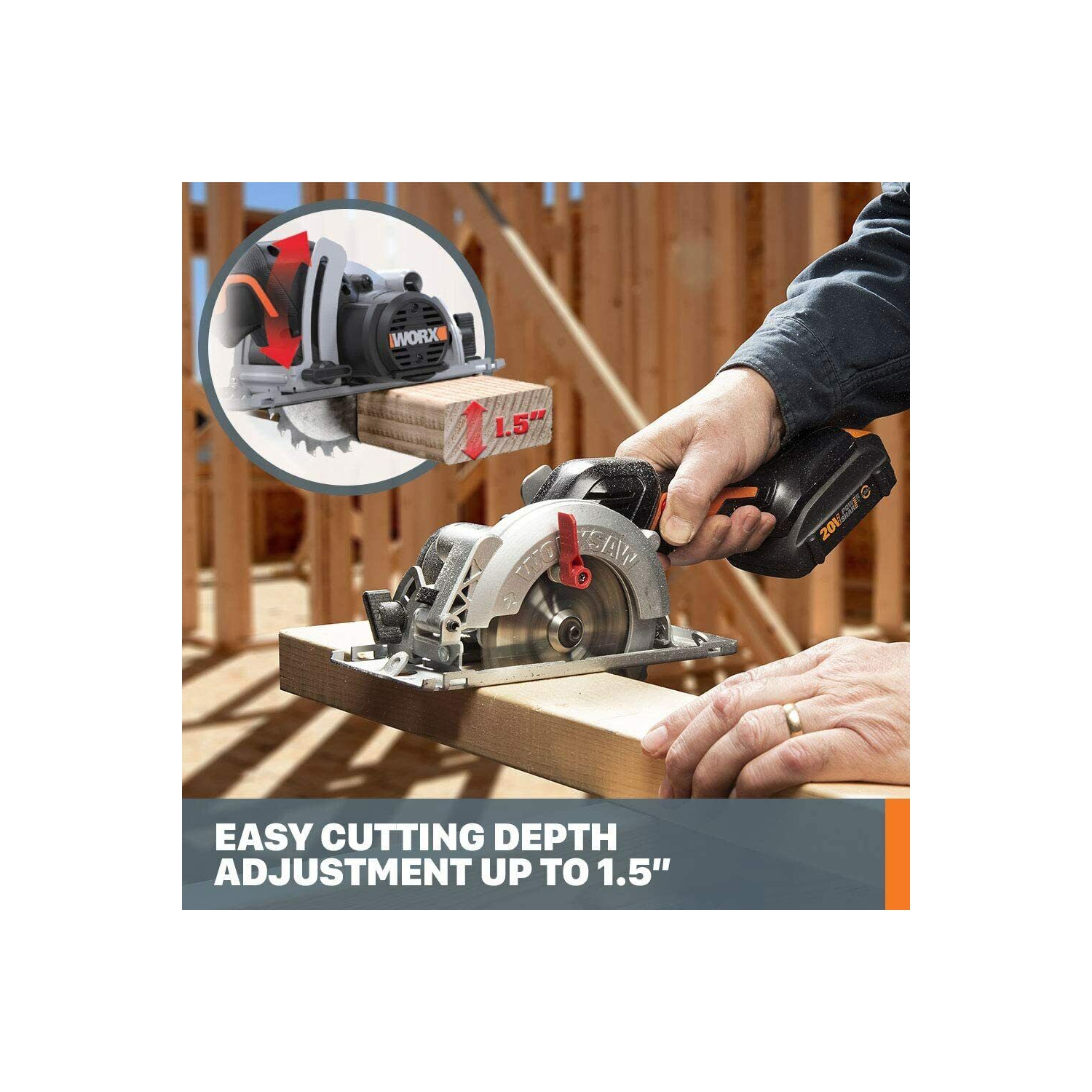 Worx WX531L 20V WORXSAW 4.5" Cordless Compact Circular Saw