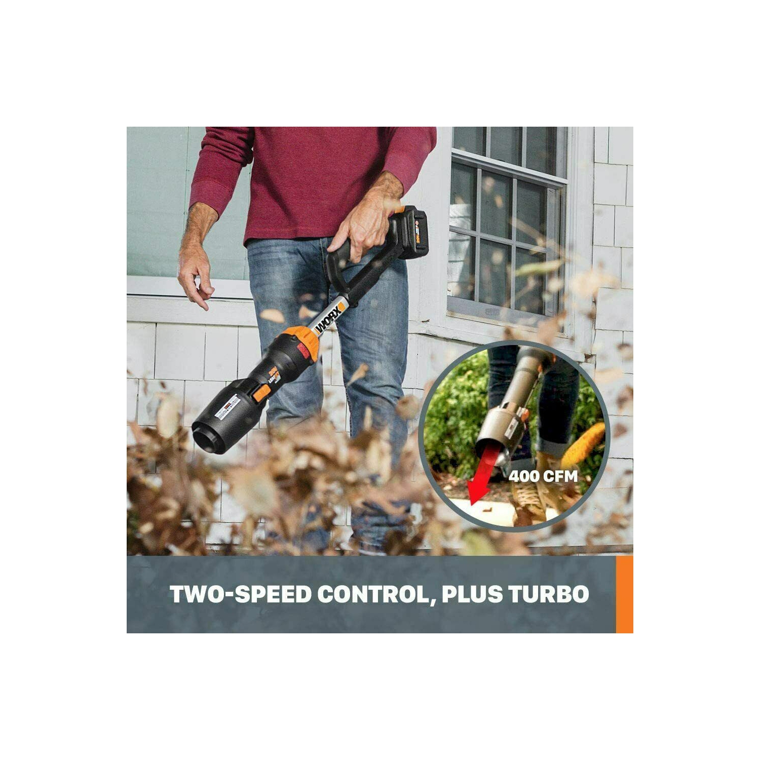 Souffleuse à feuilles sans fil WORX WG543 20&nbsp;V Power Share LEAFJET à moteur sans balais
