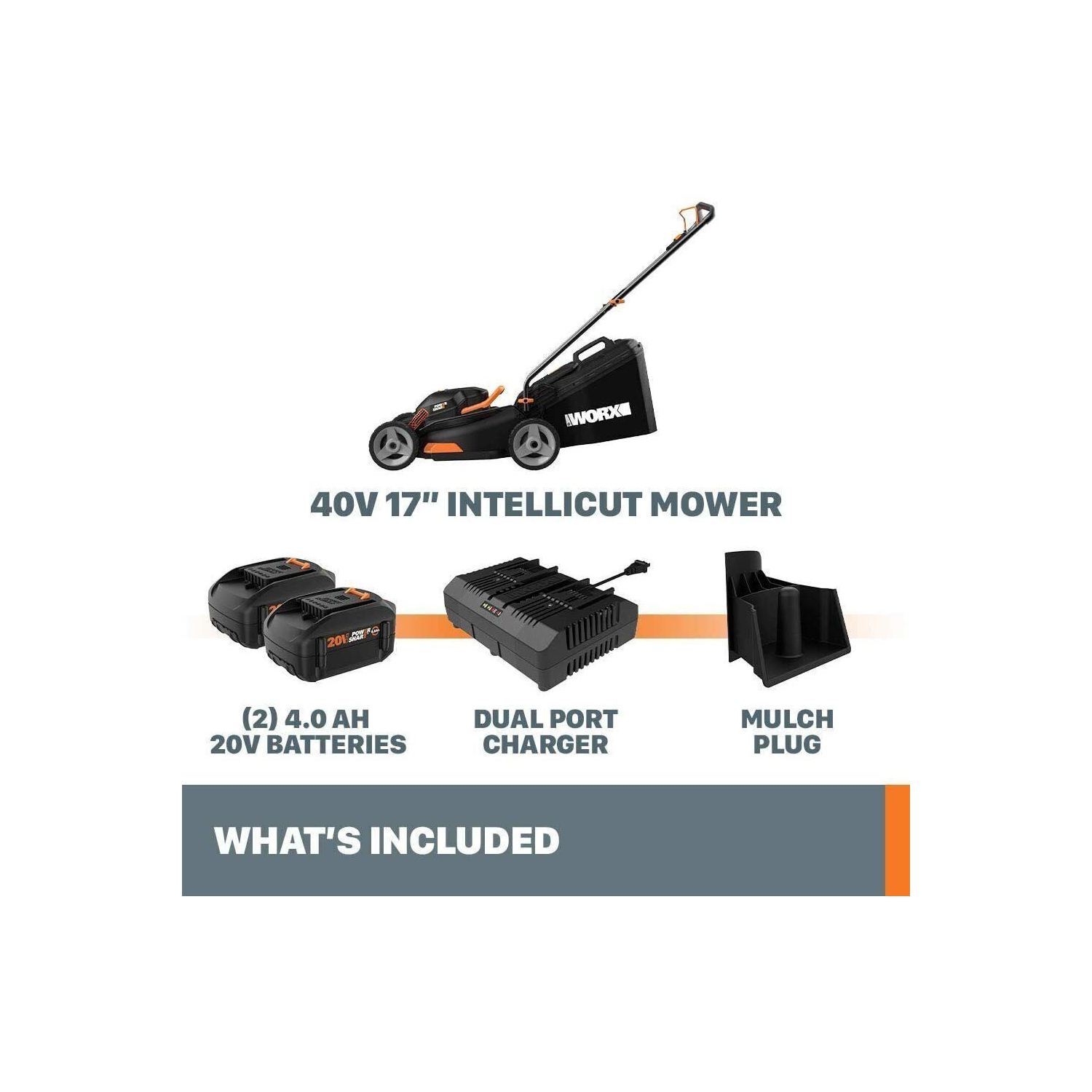 Worx WG743 40V Power Share 4.0Ah 16 Cordless Lawn Mower Battery Charger Included Best Buy Canada