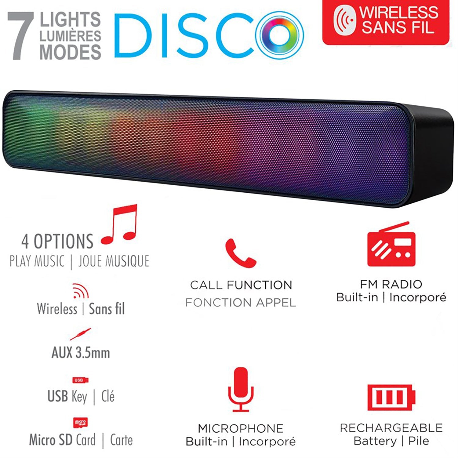 Escape - Rechargeable Bluetooth Speaker with FM Radio and Microphone, Black