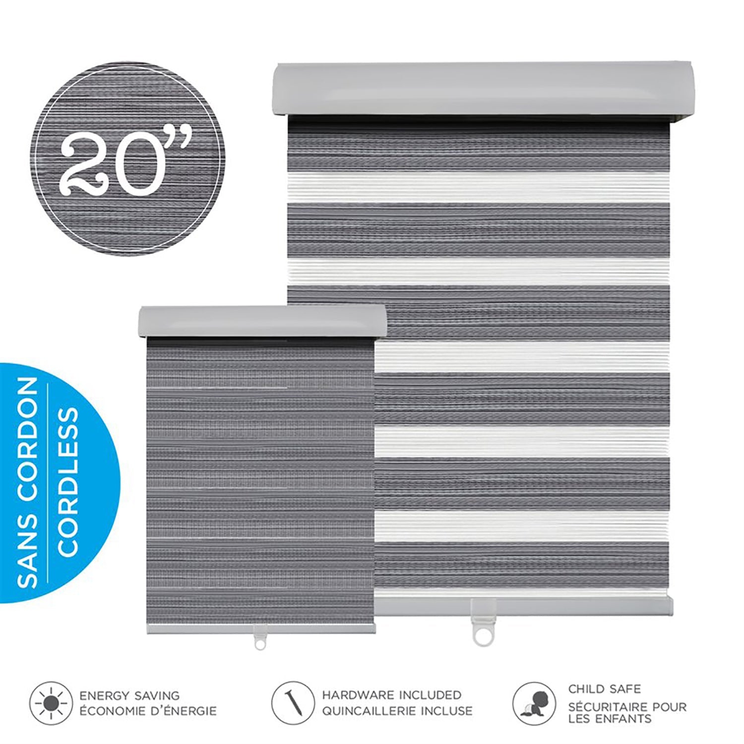 Hauz 2084WDGRYCD - 20 '' X 84 '' Alternate Blinds Window Shade, Cordless, Wood Grain Grey